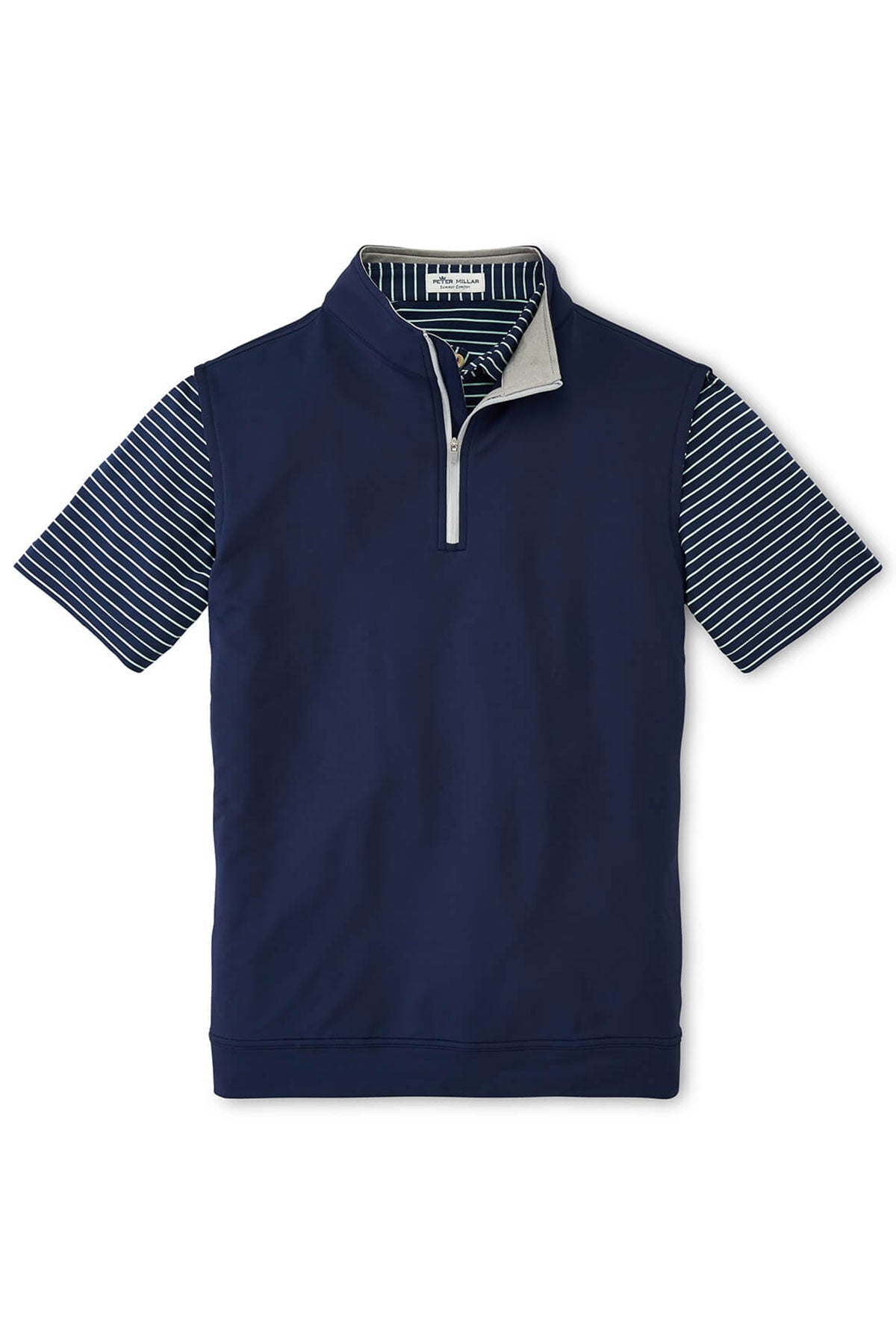 Peter Millar Galway Performance Customized Quarter Zip Vests, Navy [Matos Builders]