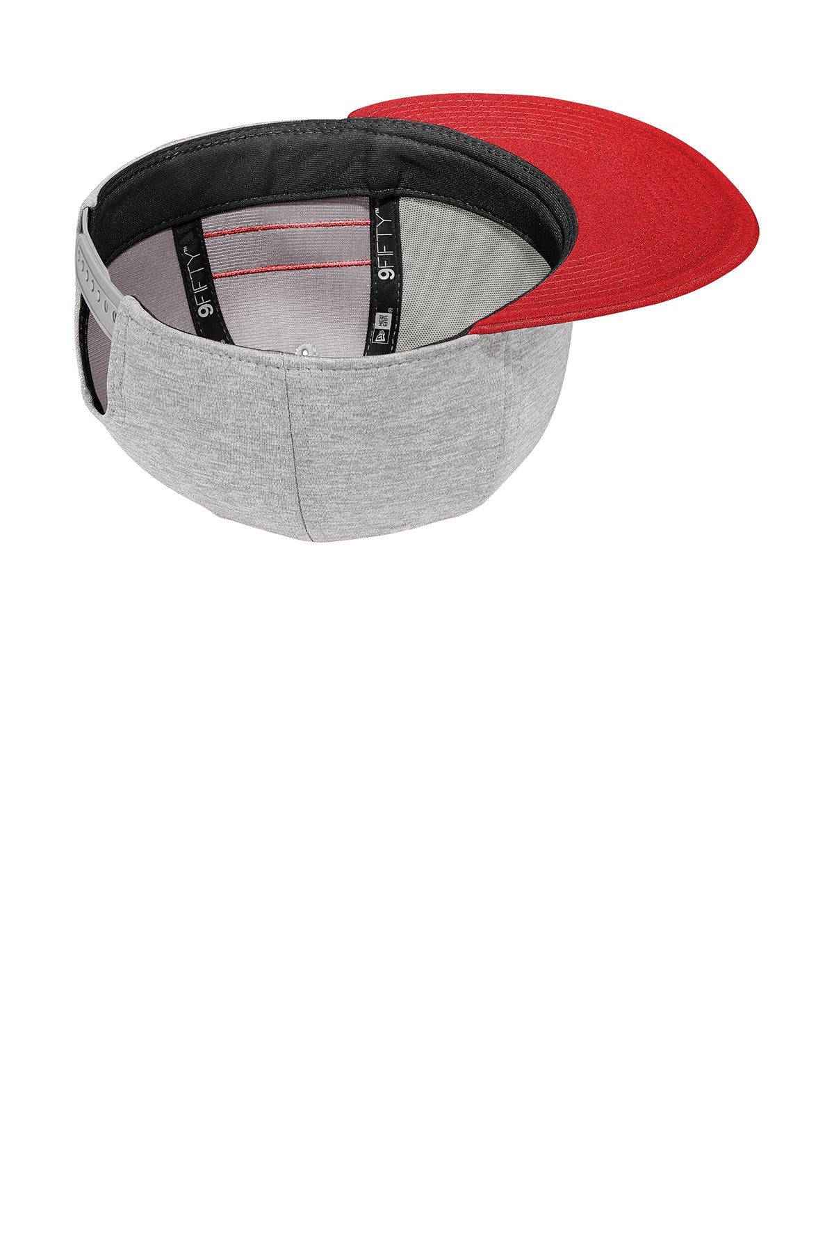 New Era Striped Flat Bill Snapback Custom Caps, Shadow Heather/ Scarlet [Sherpa LLC]