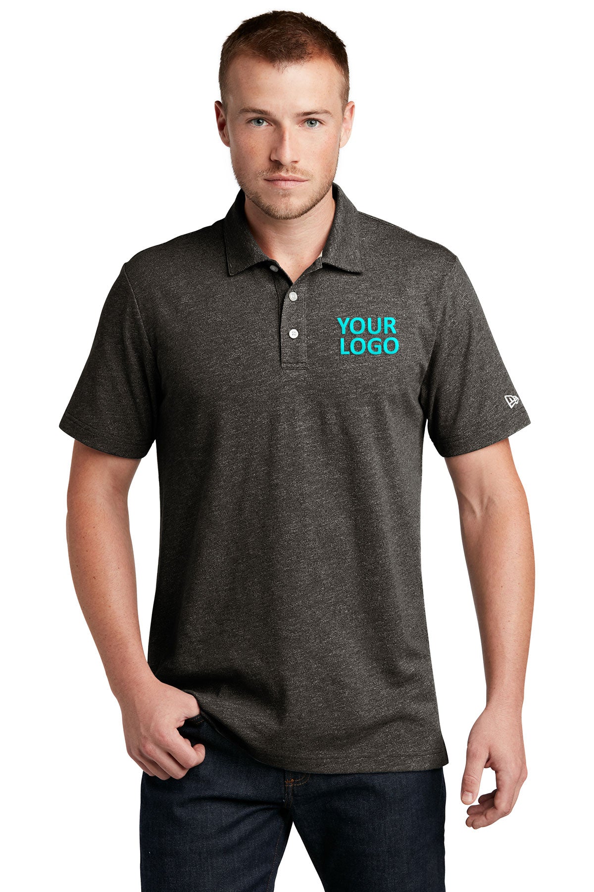 New Era Slub Twist Custom Polos, Black Twist [Milford Mining Company Utah]