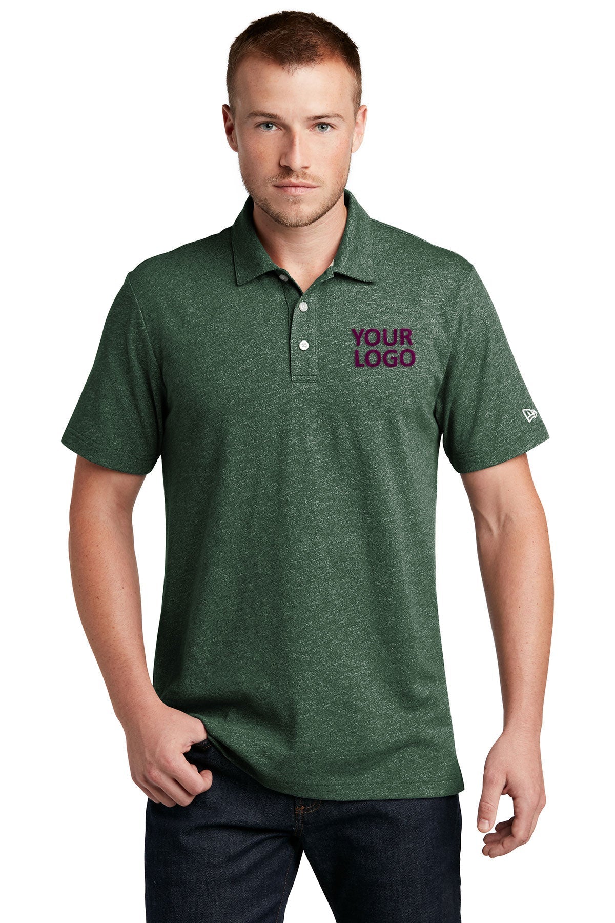 New Era Slub Twist Custom Polos, Dark Green Twist [Eastside Vocational Services, Inc.]