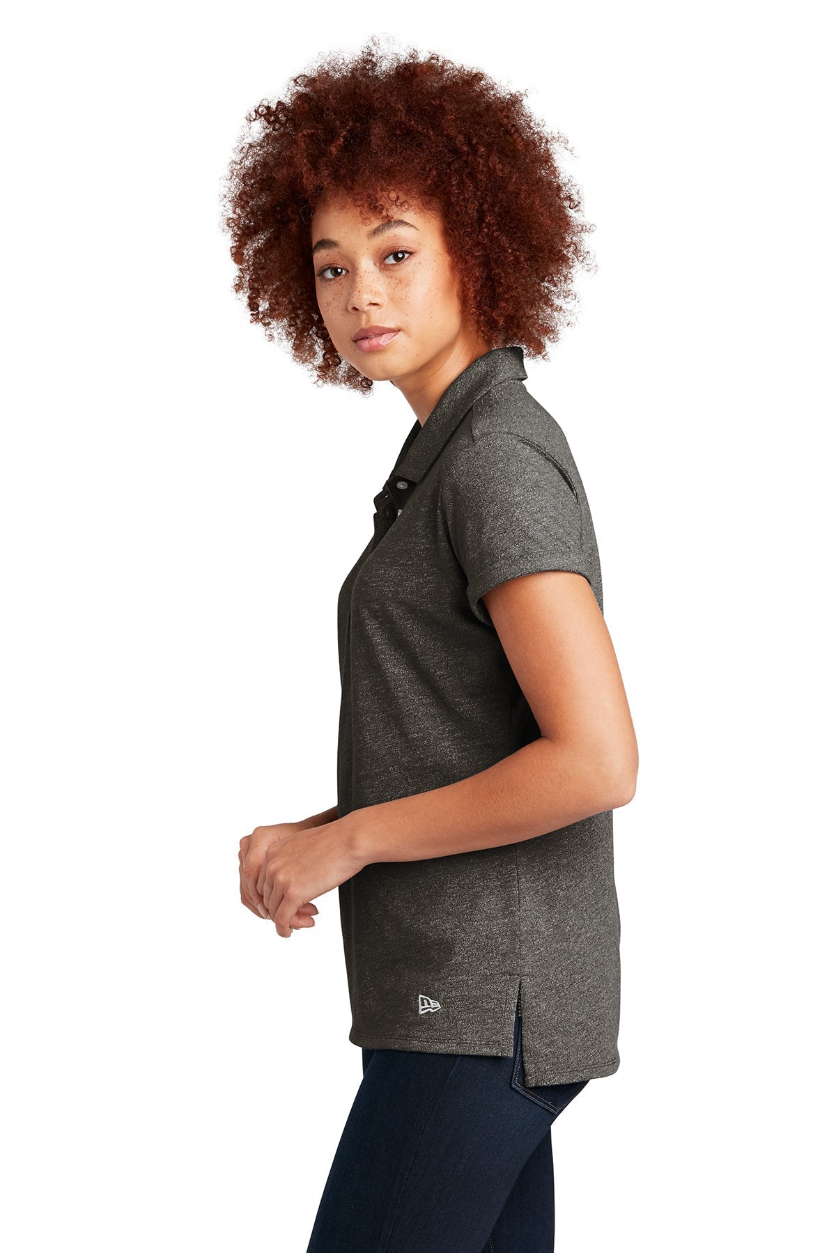 New Era Ladies Slub Twist Custom Polos, Black Twist [Milford Mining Company Utah]