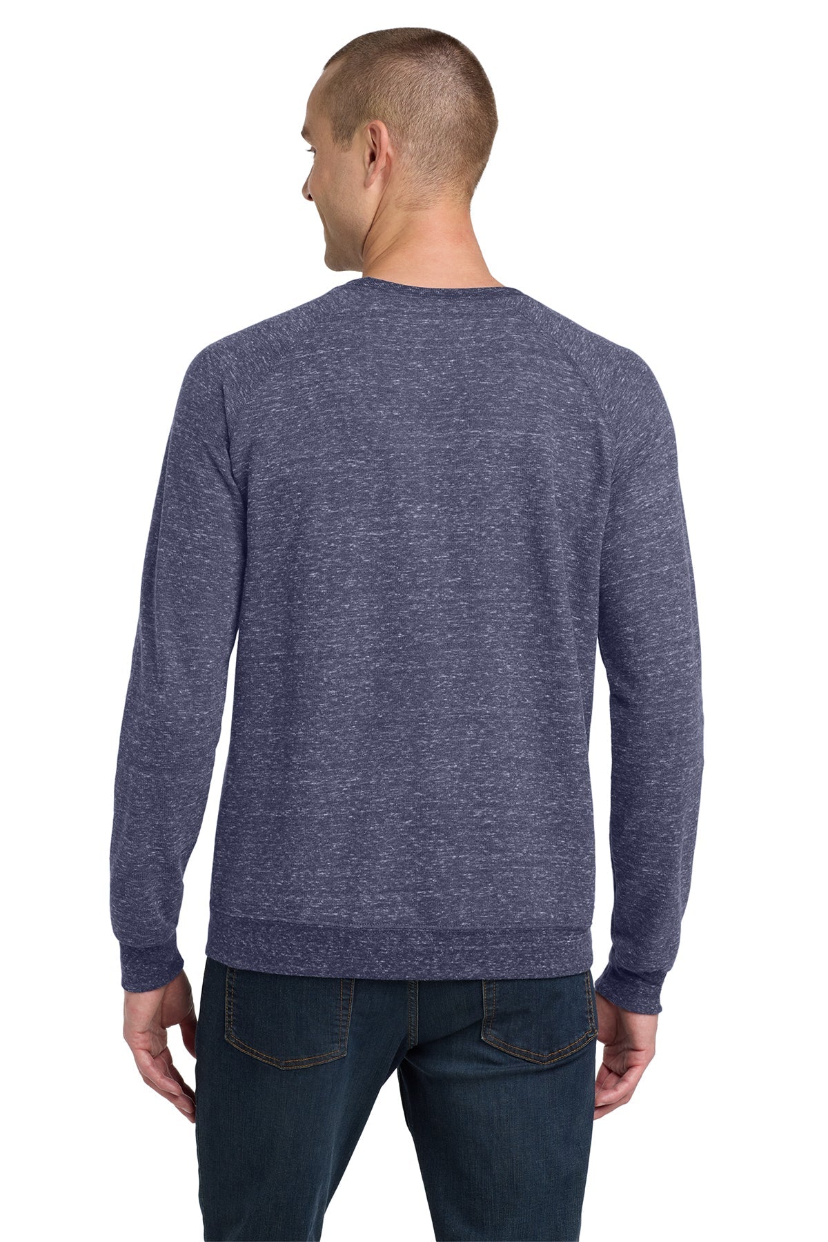 Jerzees Snow Heather French Terry Raglan Crew 91M Navy