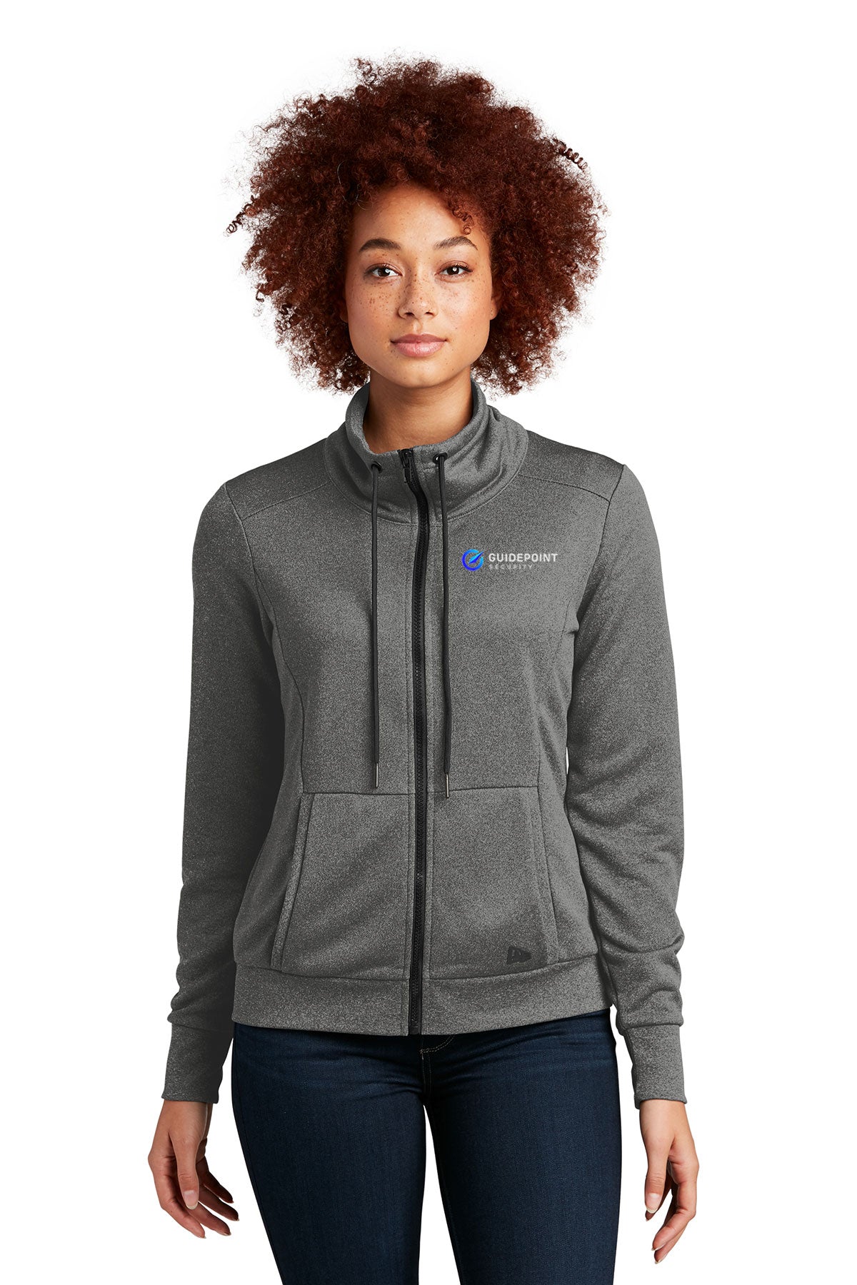 New Era Ladies Performance Terry Full-Zip Customized Jackets, Graphite Heather [GuidePoint Security]