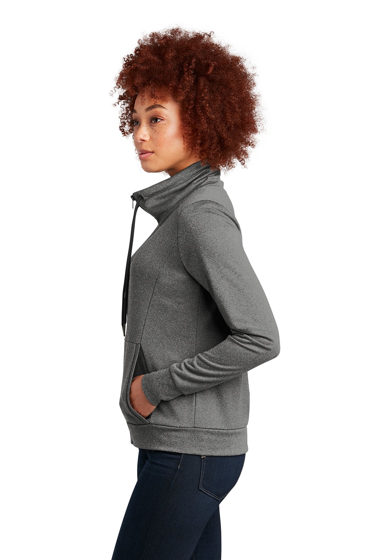 New Era Ladies Terry Zip Jacket, Graphite Heather [GuidePoint Security]