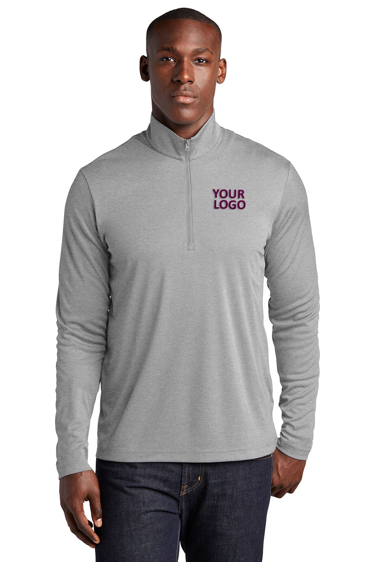 Sport-Tek Endeavor Customized 1/4-Zip Pullovers, Light Grey Heather [MTAC]