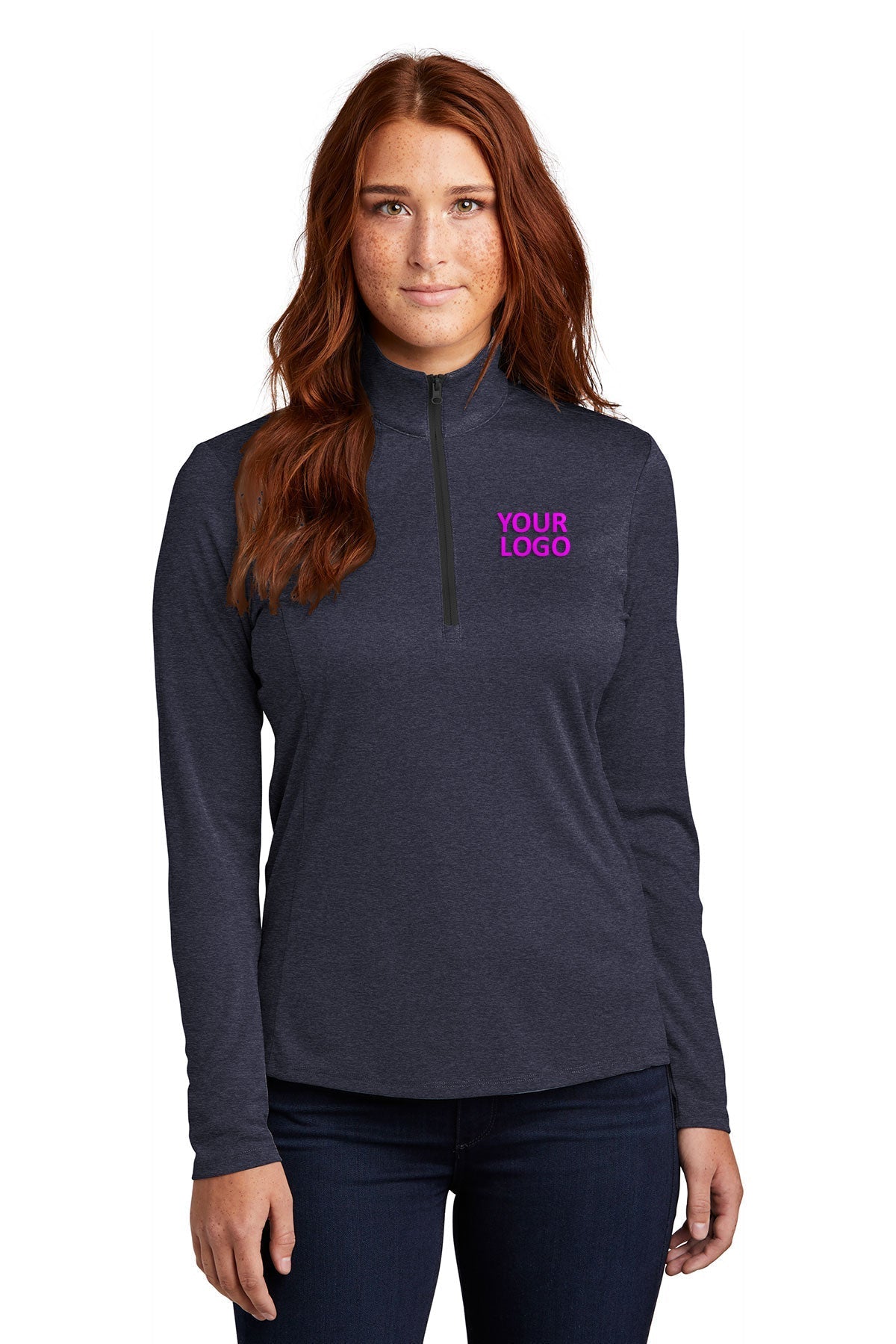 Sport-Tek Ladies Endeavor Customized 1/4-Zip Pullovers, Deep Navy Heather [Charlotte Animal Referral & Emergency]