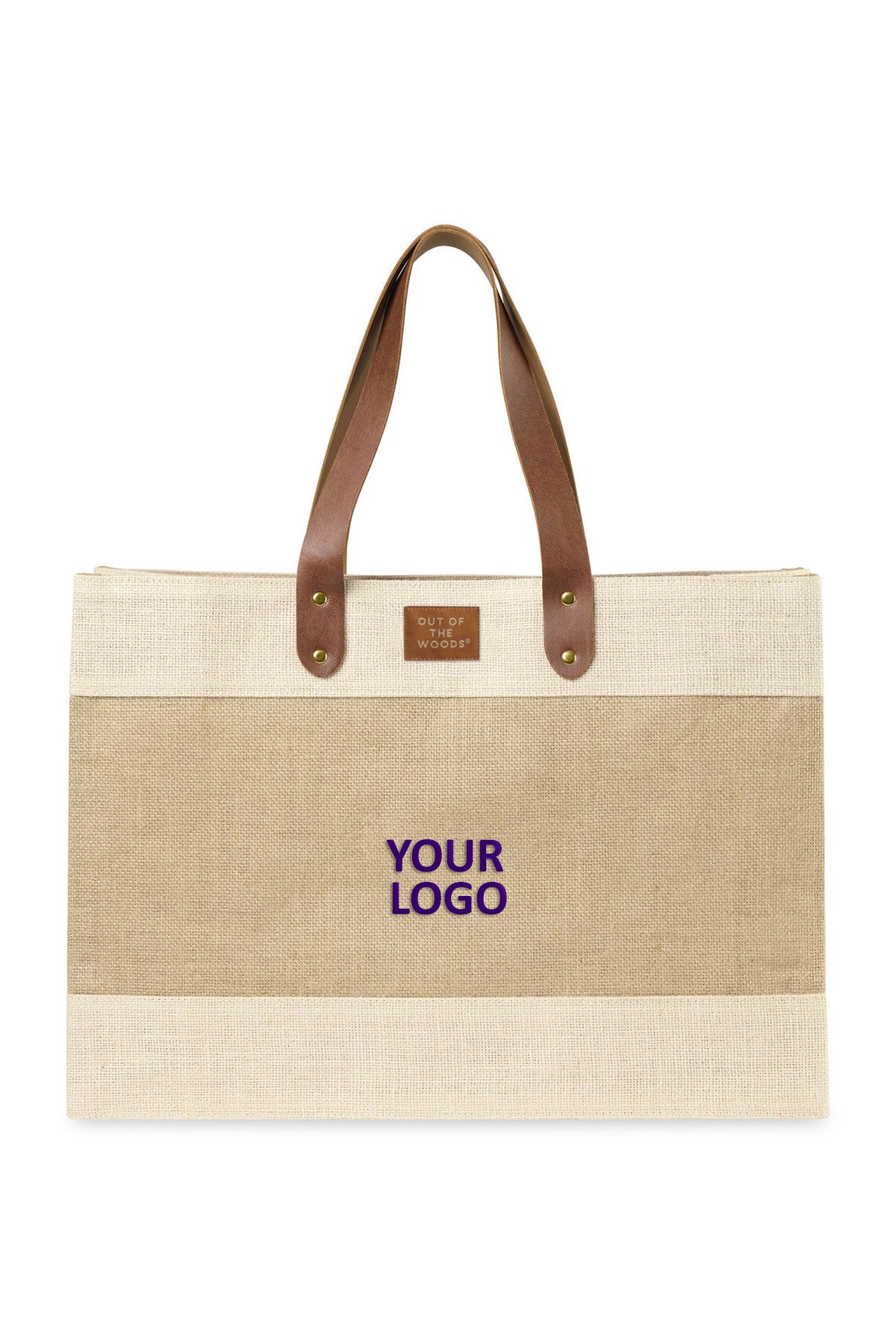 Out of the Woods Jute Market Custom Totes, Natural