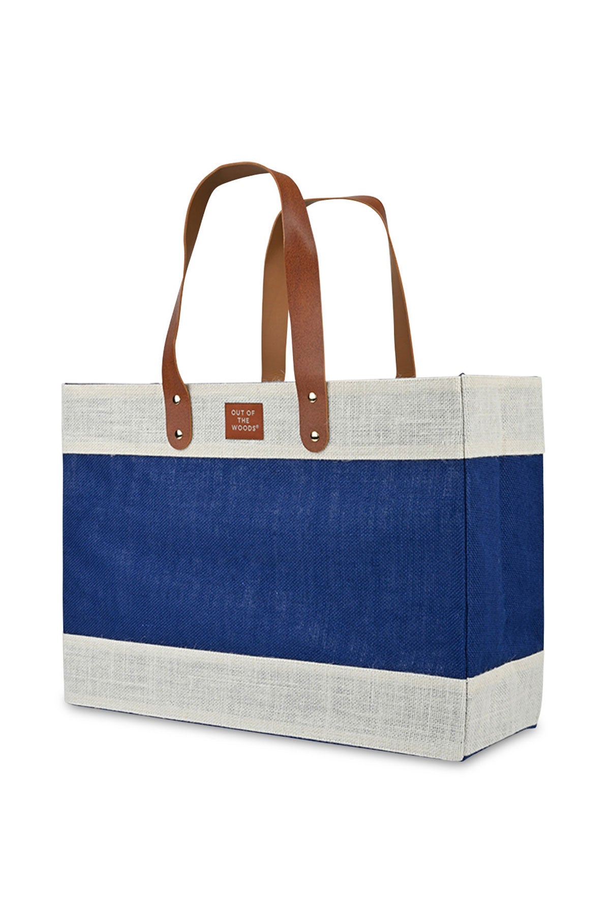 Out of the Woods Jute Market Custom Totes, Navy Blue