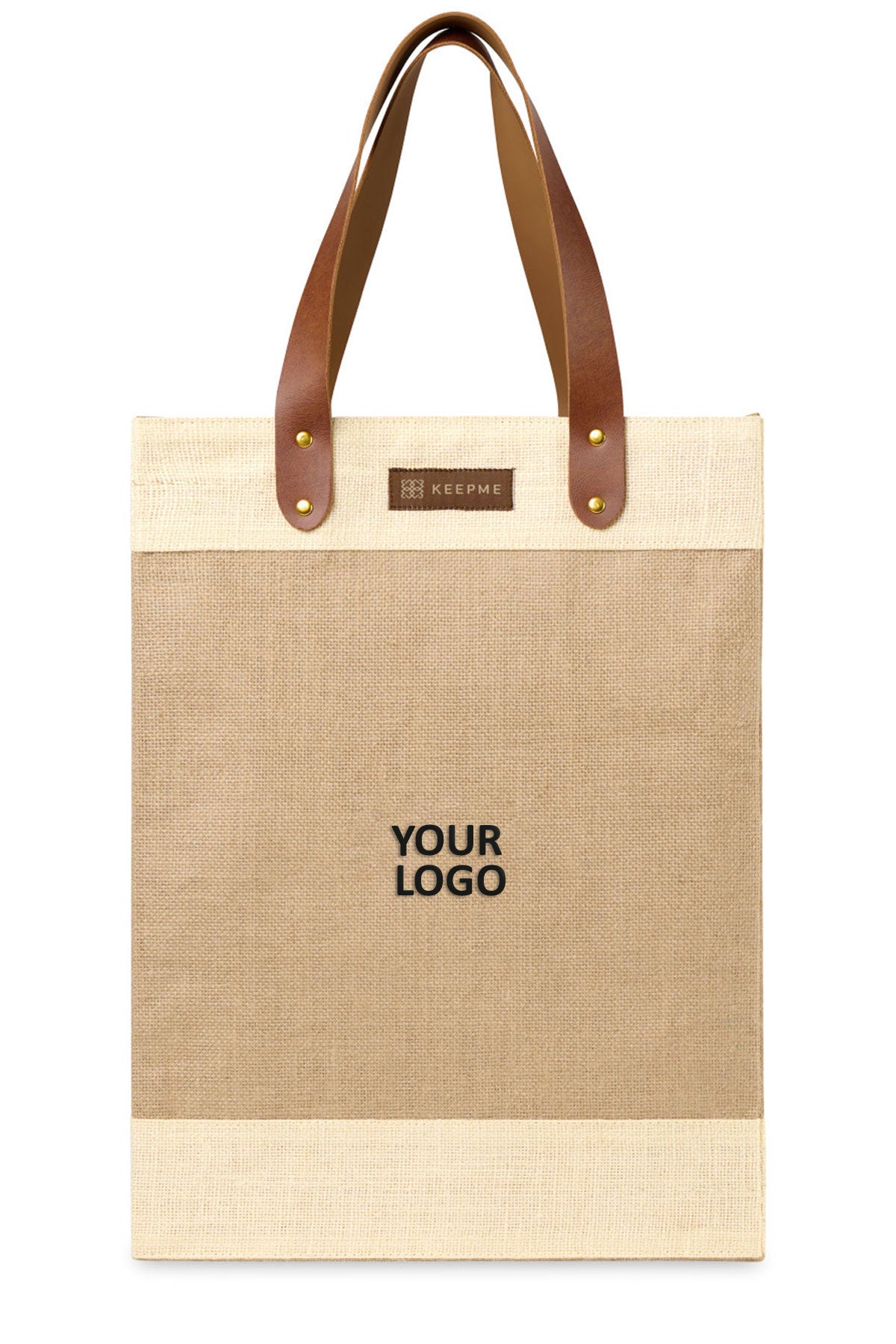 Out of the Woods Jute Tall Custom Totes, Natural