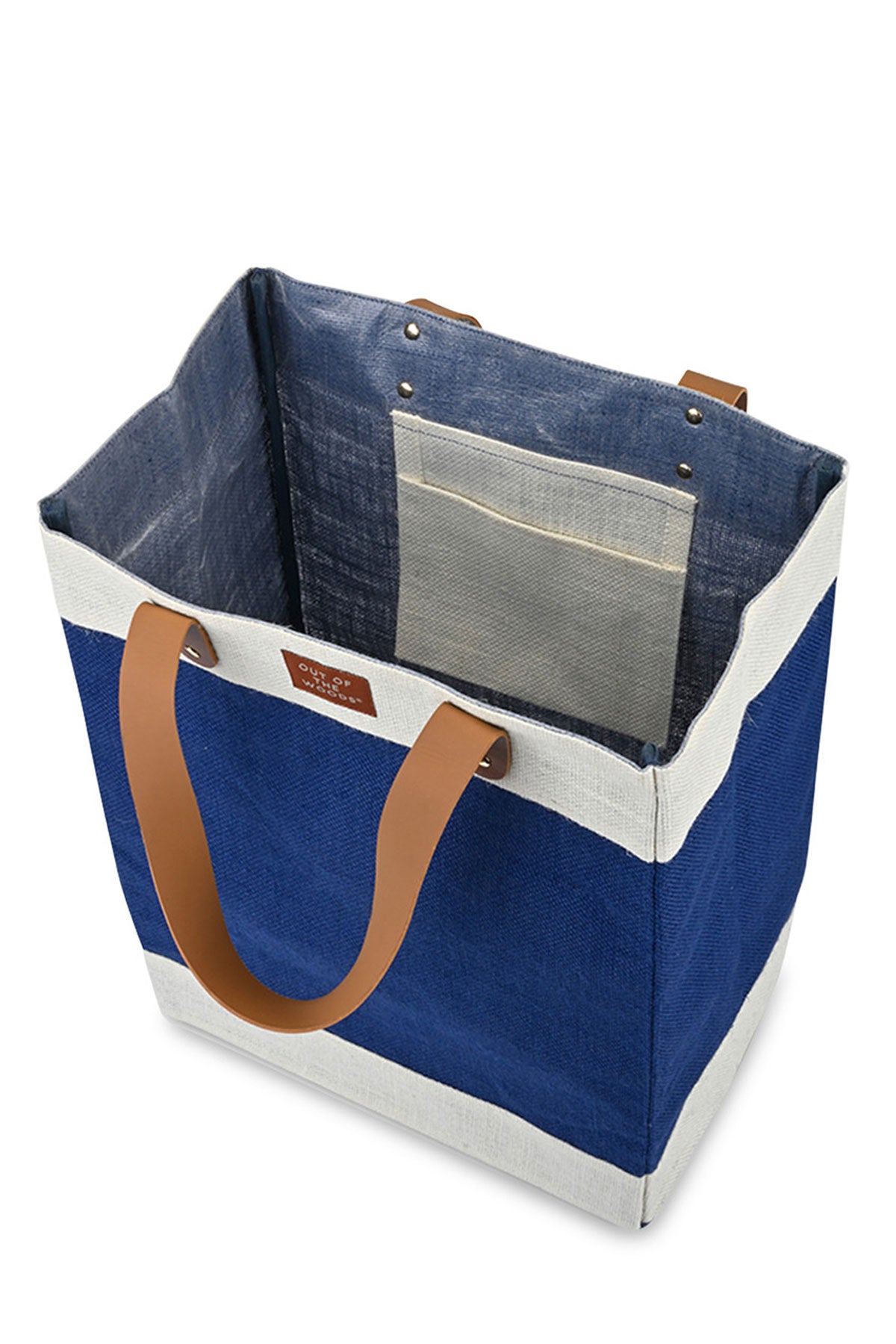 Out of the Woods Jute Tall Custom Totes, Navy Blue