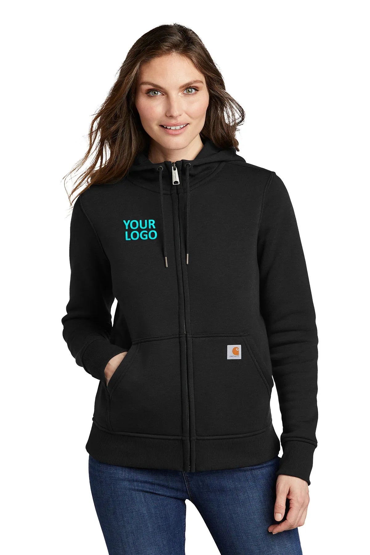 Carhartt Womens Clarksburg Full-Zip Custom Hoodies, Black [Milford Mining Company Utah]
