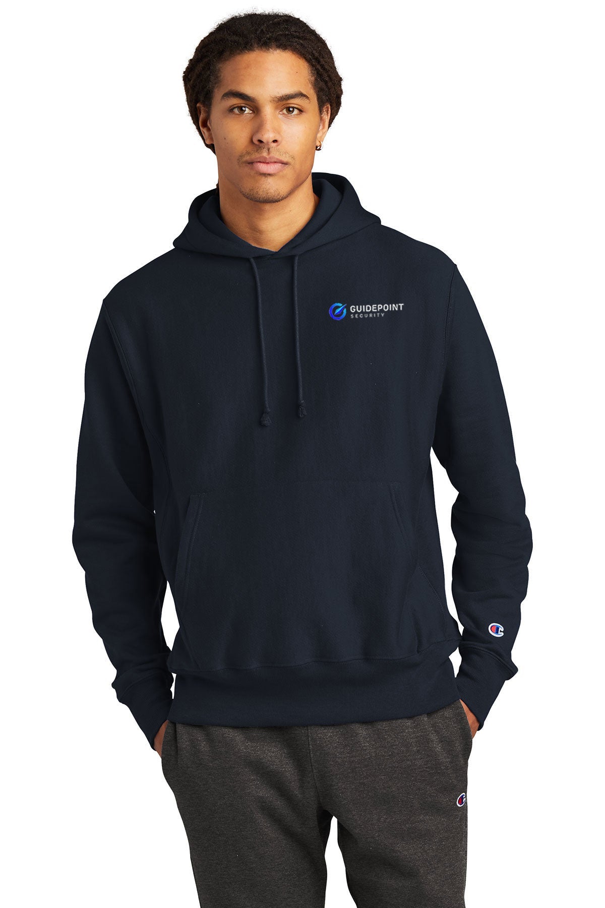 Champion Reverse Weave Hooded Sweatshirt, Navy [GuidePoint Security]