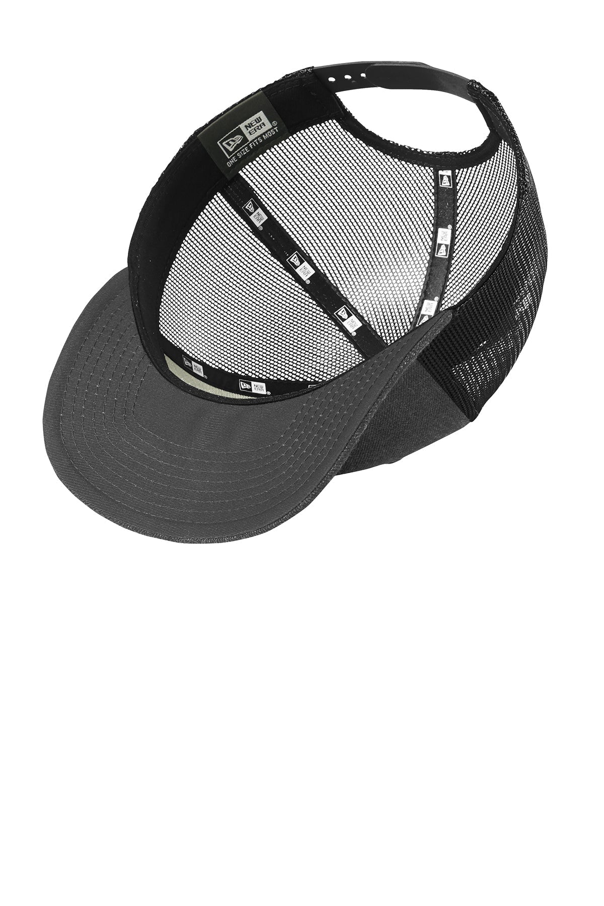 New Era Snapback Low Profile Trucker Custom Caps, Heather Graphite/ Black [BBS The Current]
