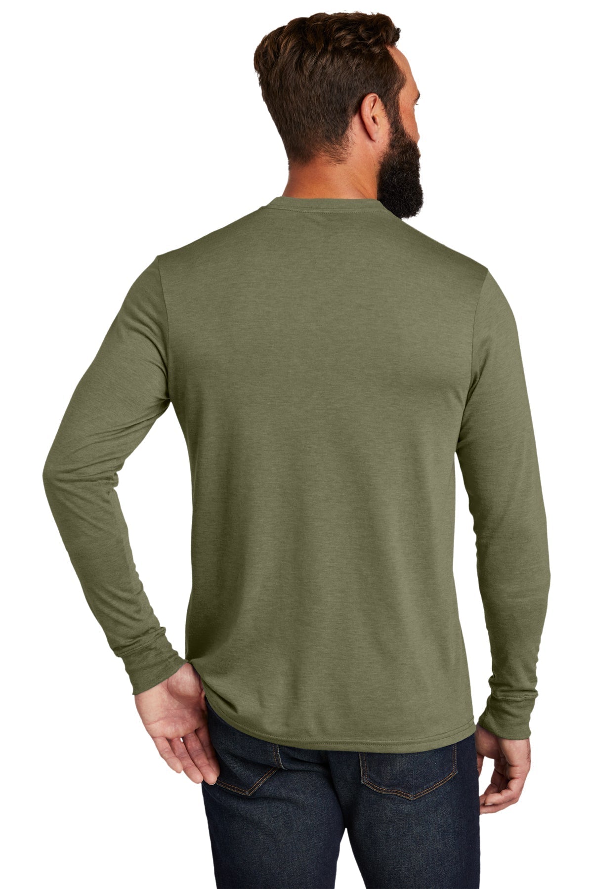 Allmade Unisex Tri-Blend Custom Long Sleeve Tee, Olive You Green [Black's Valley AG]