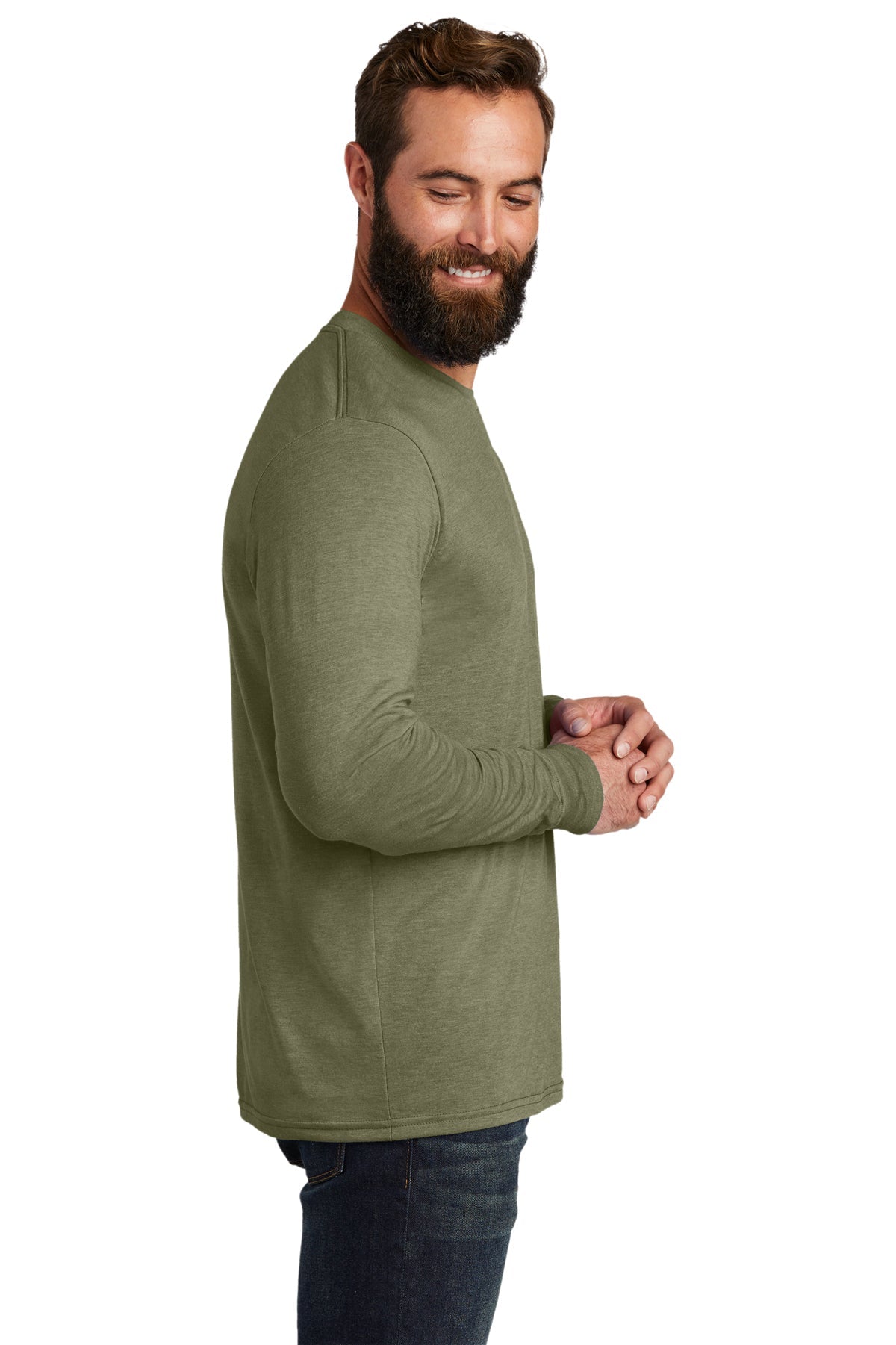 Allmade Unisex Tri-Blend Custom Long Sleeve Tee, Olive You Green [Black's Valley AG]