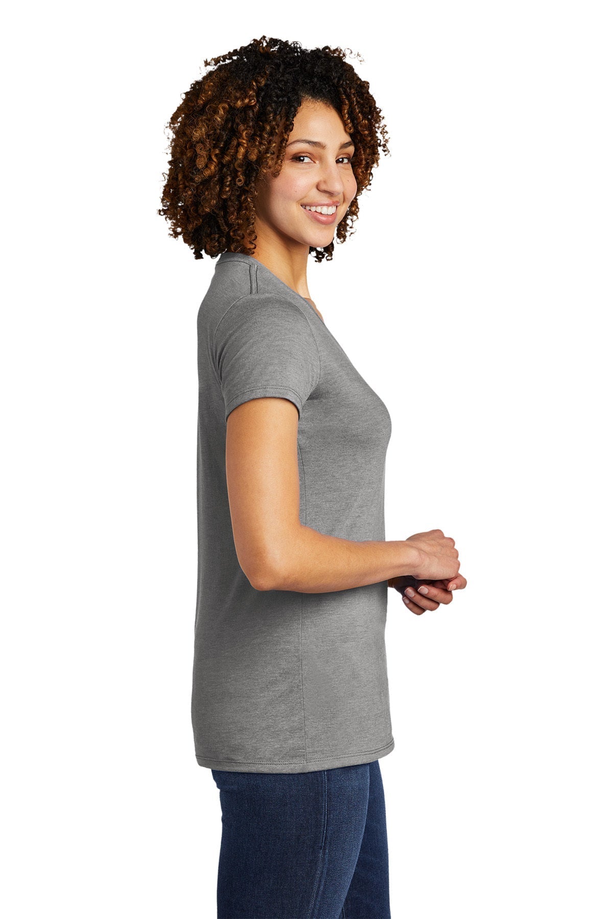 Allmade Women's Tri-Blend Customized V-Neck Tee, Aluminum Grey [AMERILODGE GROUP]