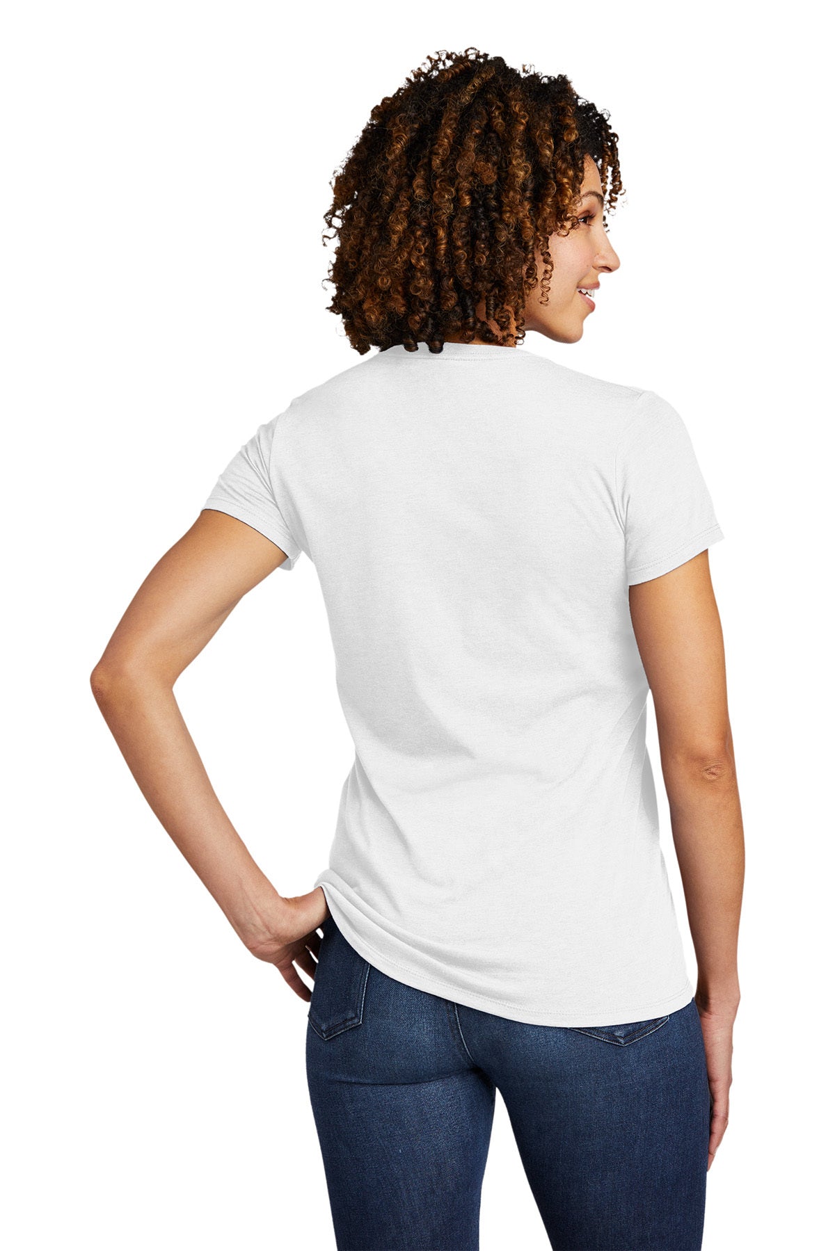 Allmade Women's Tri-Blend Customized V-Neck Tee, Fairly White [Kizen]