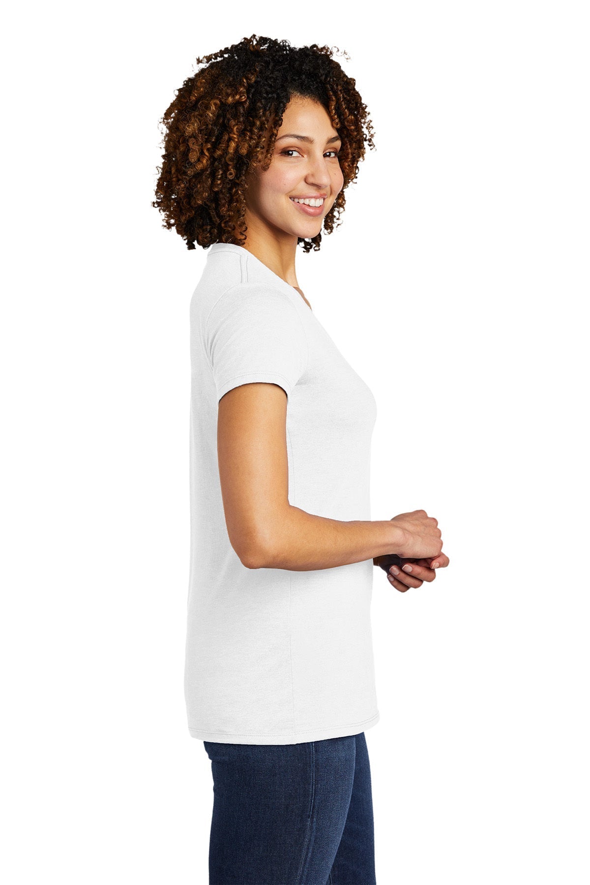 Allmade Women's Tri-Blend Customized V-Neck Tee, Fairly White [Kizen]