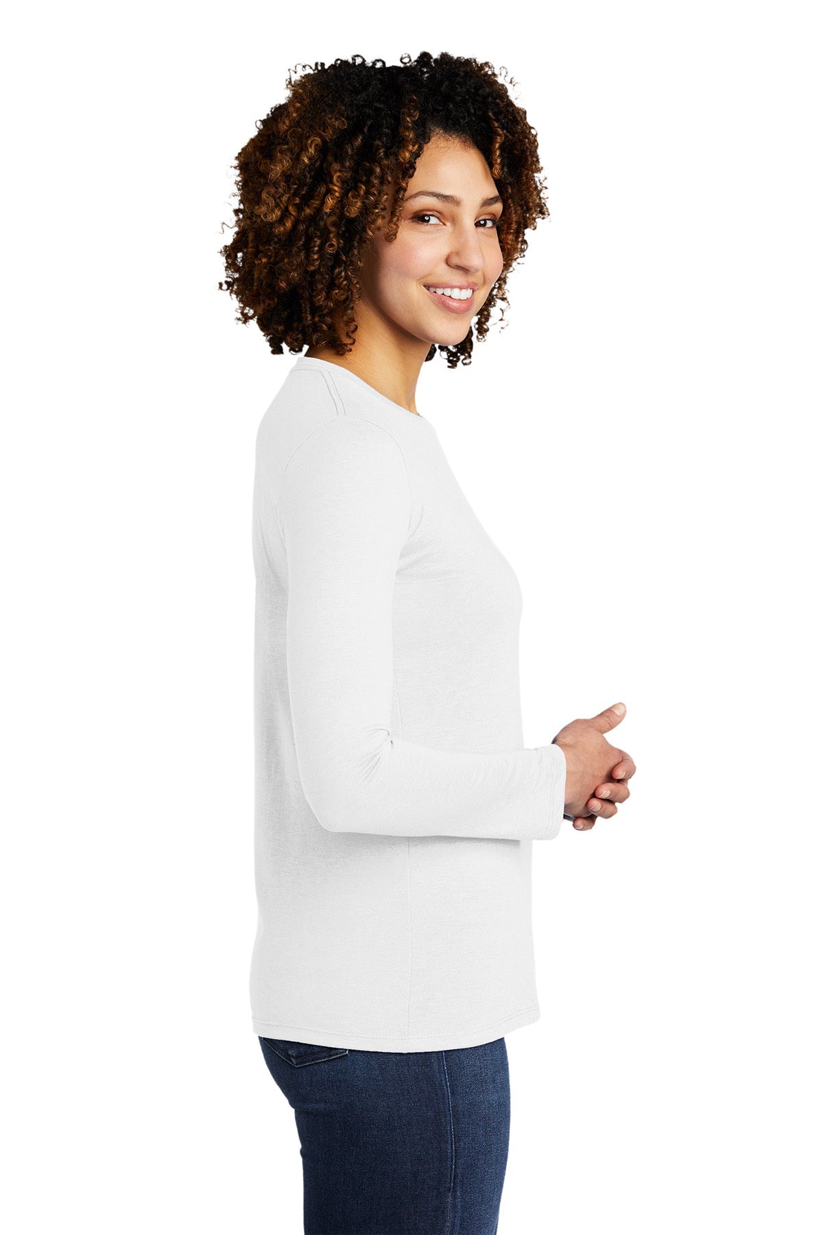 Allmade Women's Tri-Blend Customized Long Sleeve Tee, Fairly White [Naviant]