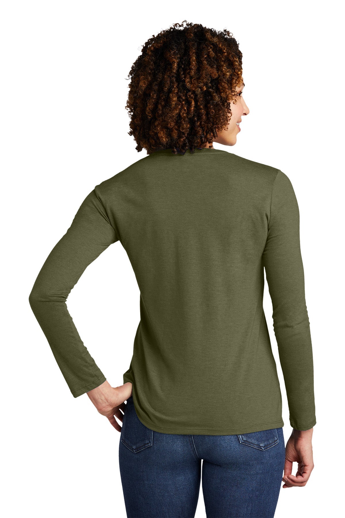 Allmade Women's Tri-Blend Custom Long Sleeve Tee, Olive You Green [Black's Valley AG]
