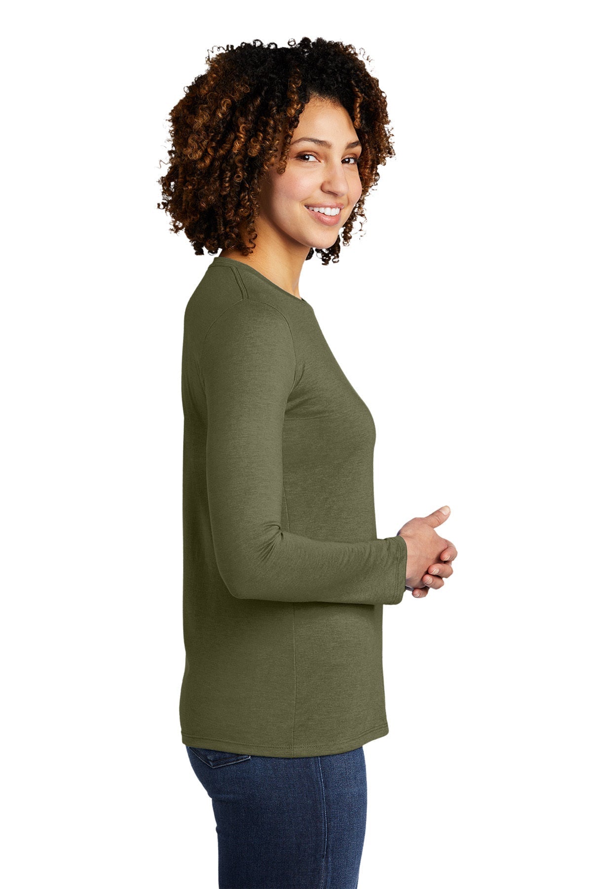Allmade Women's Tri-Blend Custom Long Sleeve Tee, Olive You Green [Black's Valley AG]