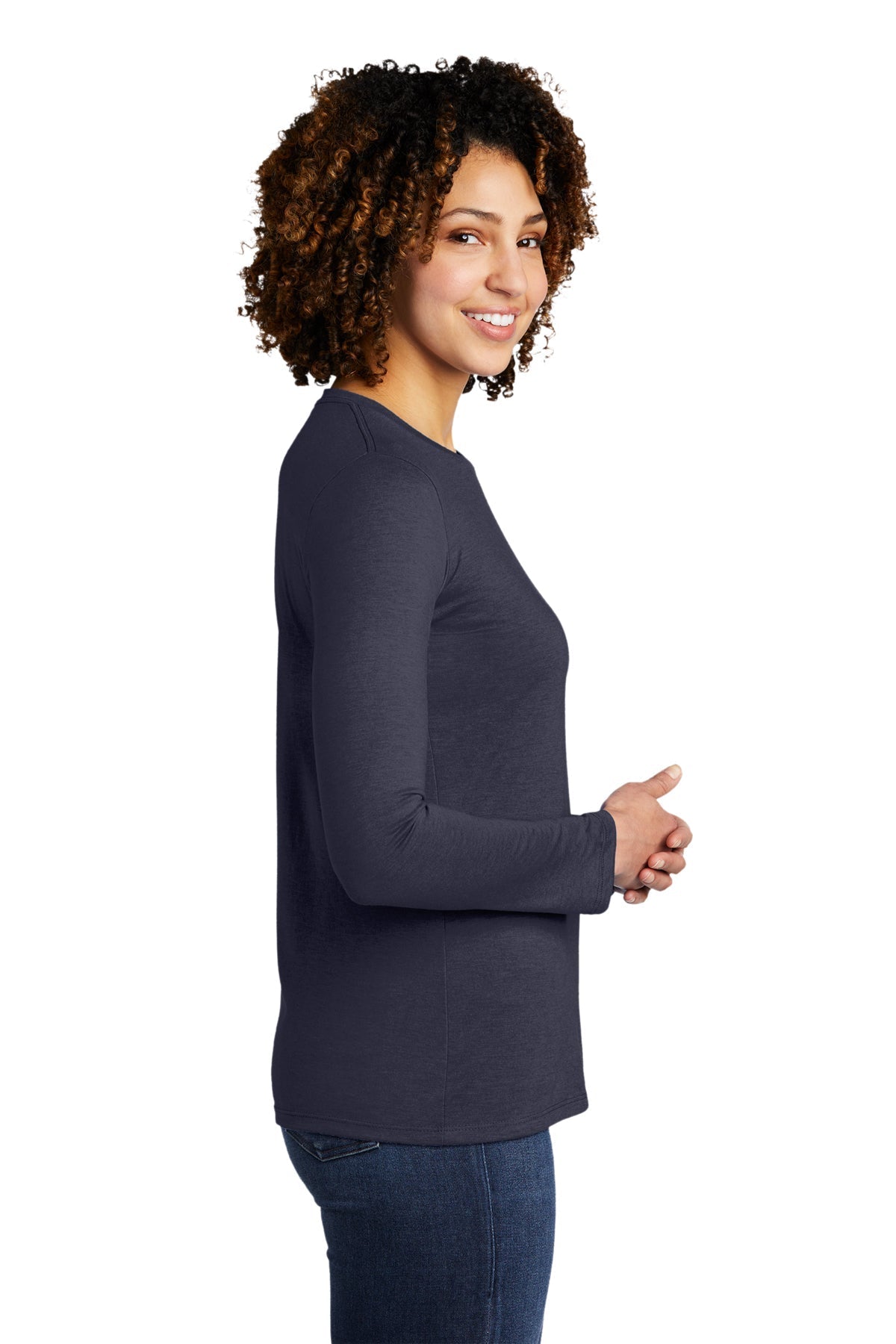 Allmade Women's Tri-Blend Branded Long Sleeve Tee, Rebel Blue [Real8 Group]