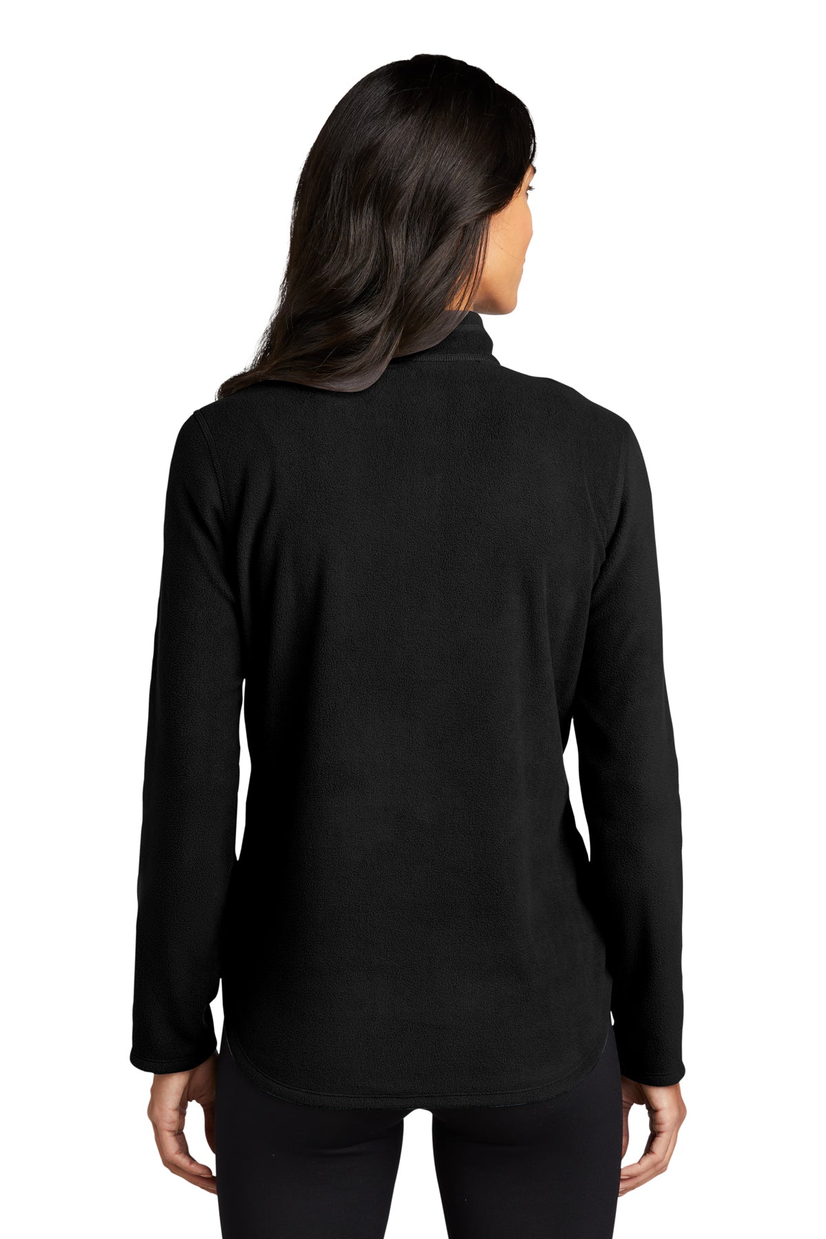 Eddie Bauer Ladies 1/2-Zip Custom Microfleece Jackets, Black [Olive Crest]