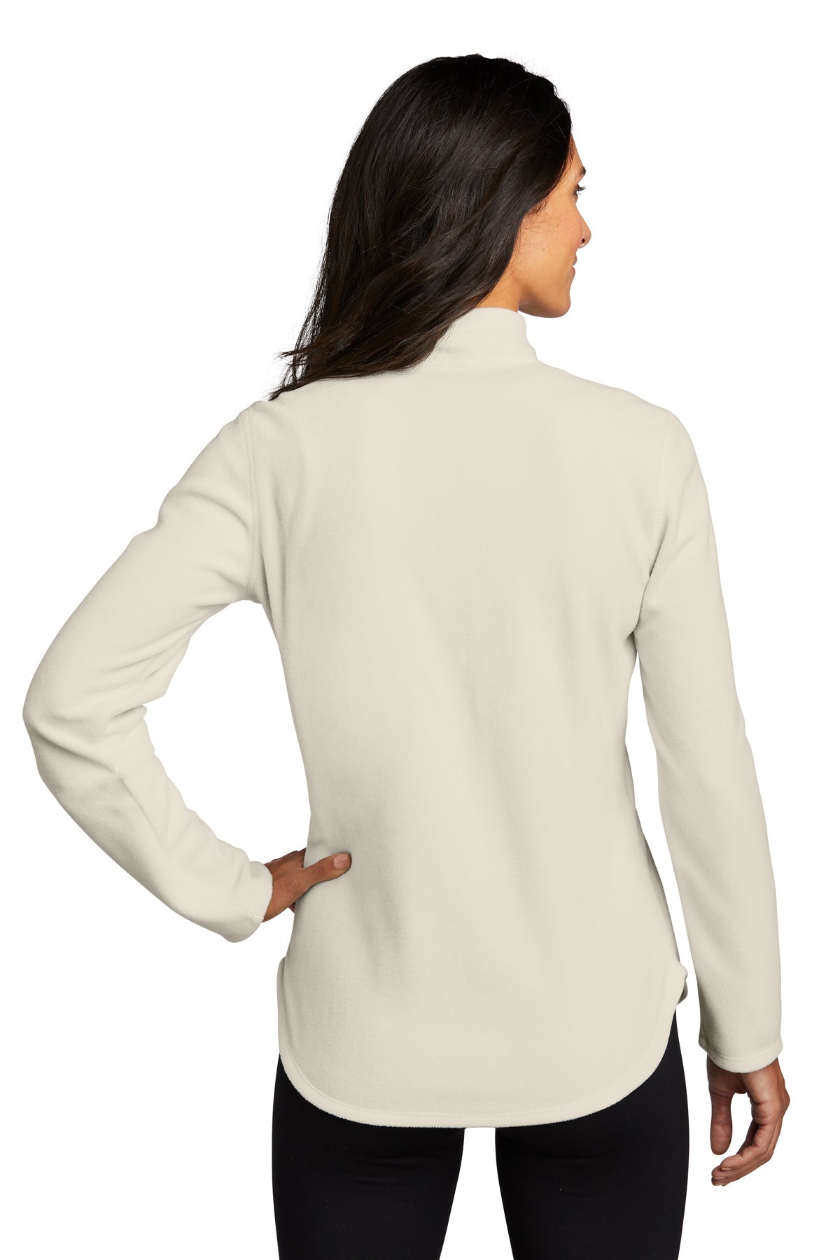 Eddie Bauer Ladies 1/2-Zip Custom Microfleece Jackets, Ivory [Olive Crest]