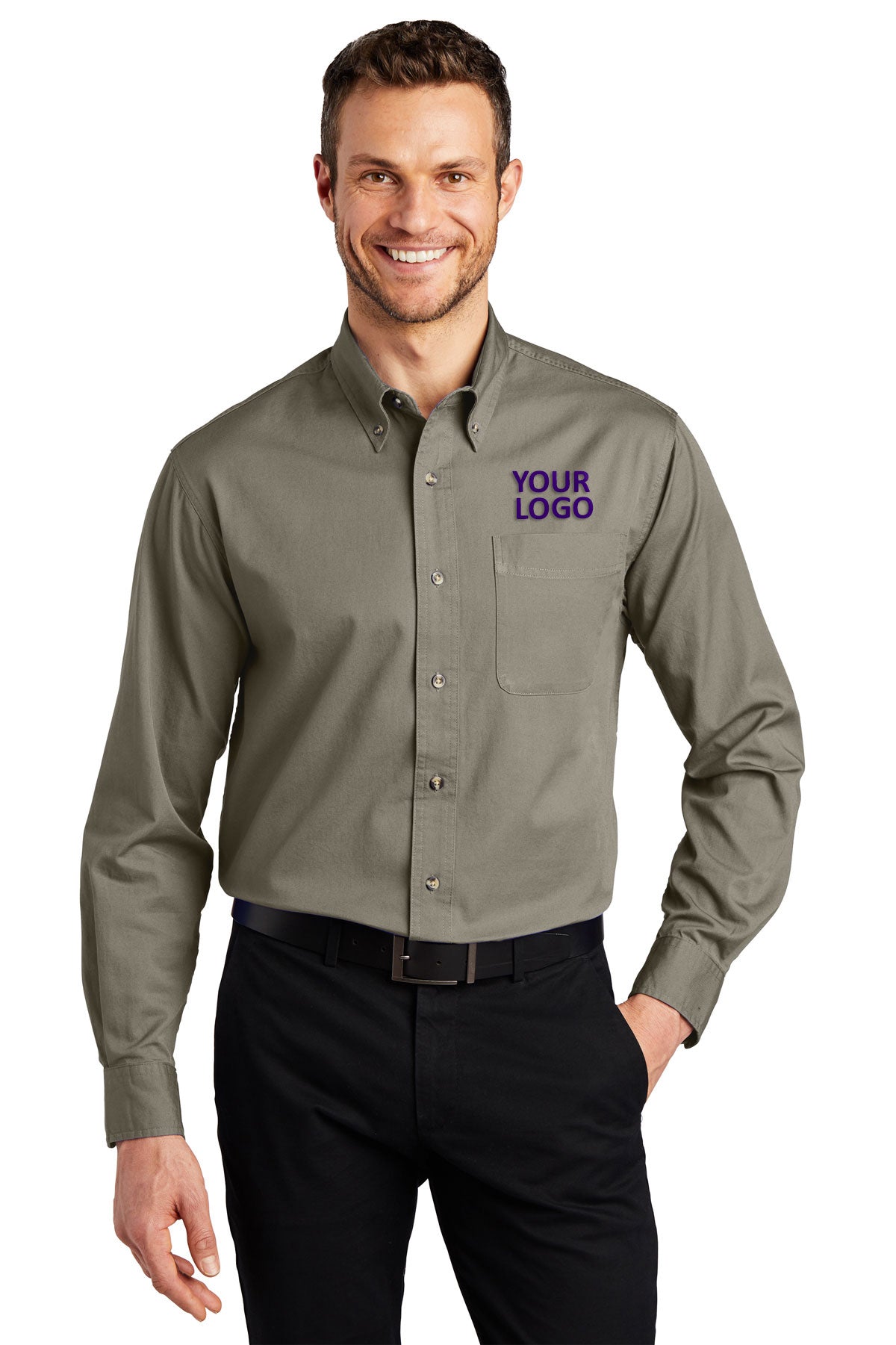 Port Authority Long Sleeve Custom Twill Shirts, Khaki [Labenz & Associates]