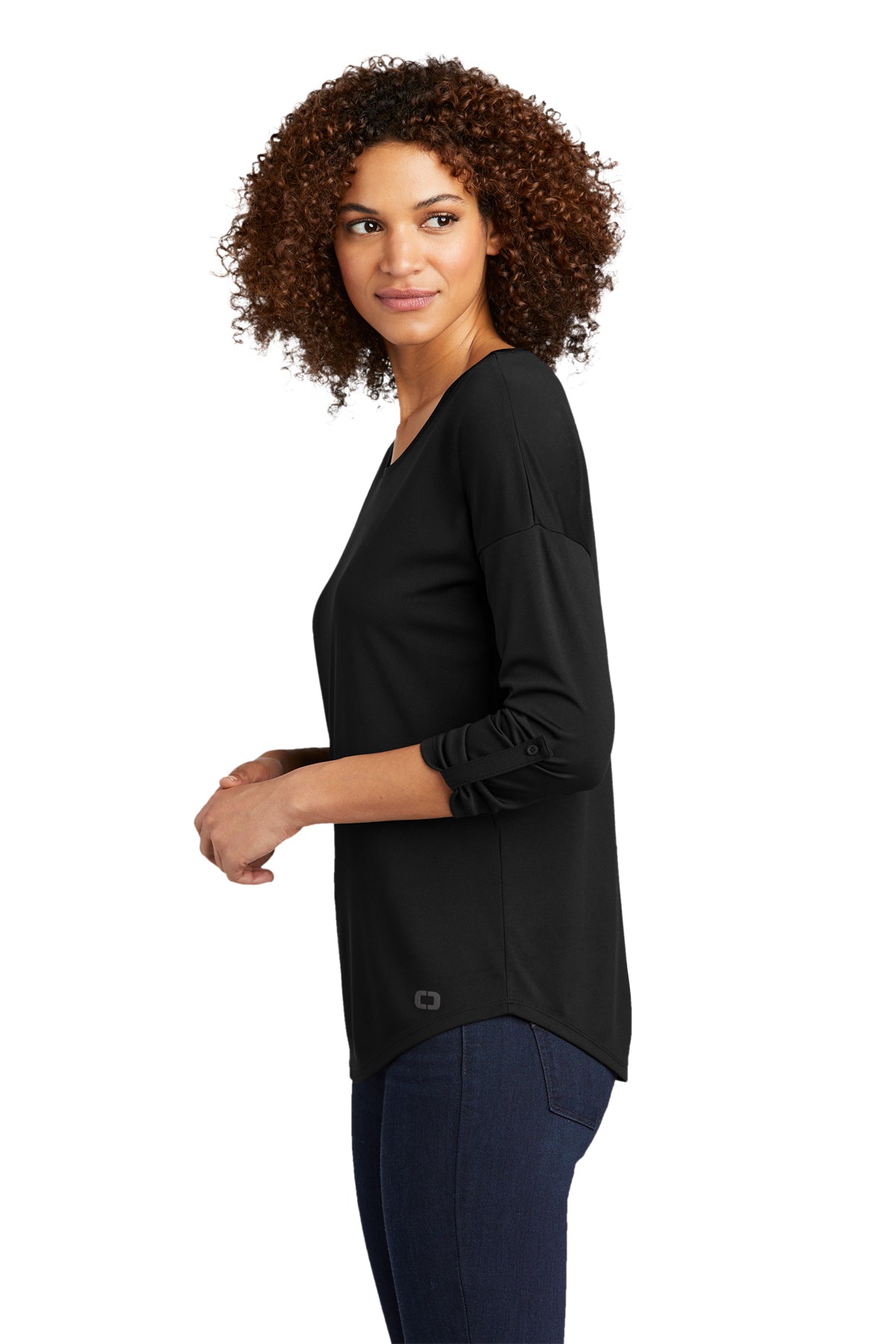 OGIO Ladies Gravitate Custom Scoop Neck T-Shirts, Blacktop [CommStar Credit Union]
