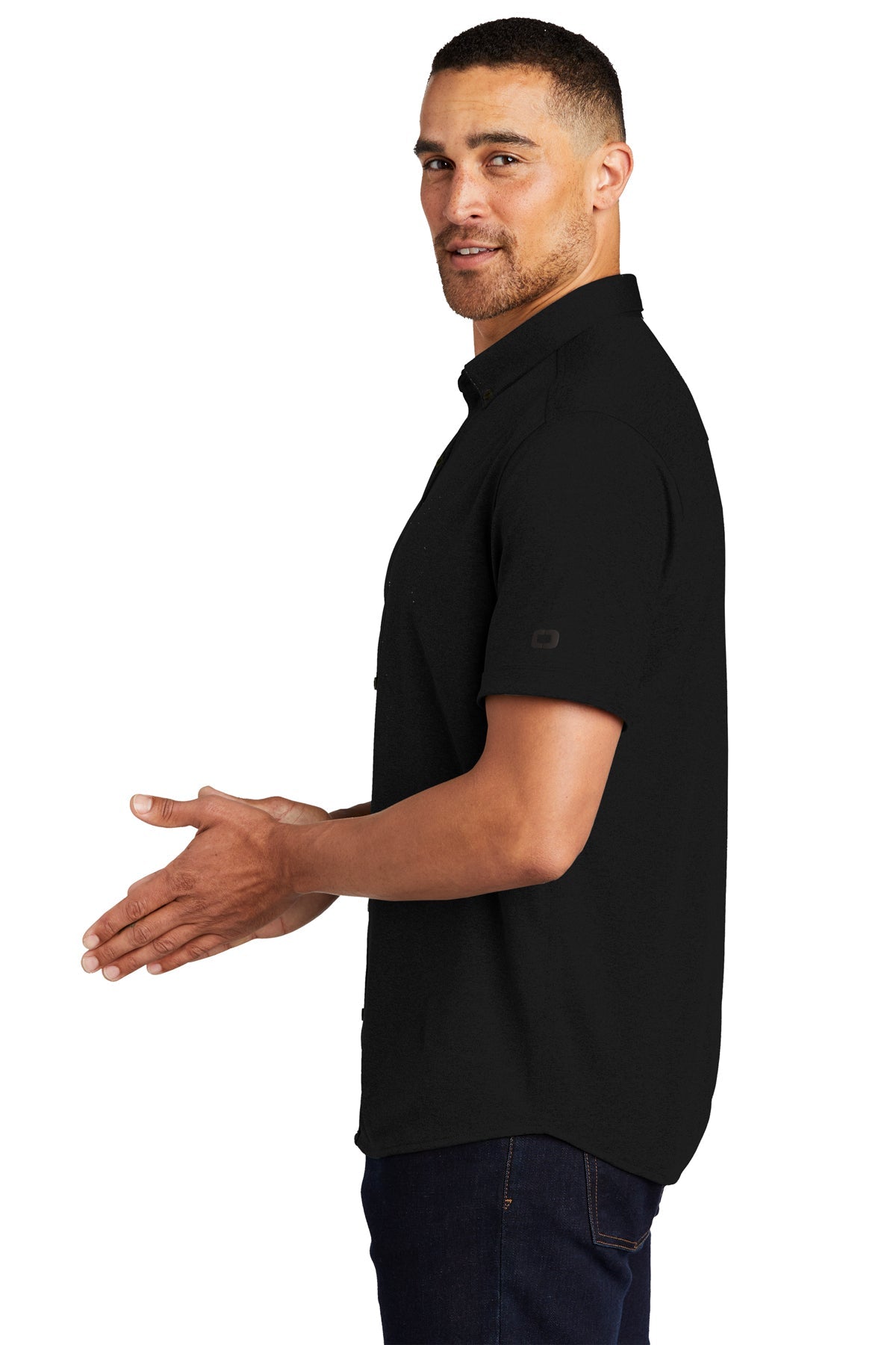 OGIO Gravitate Custom Button Down Shirts, Blacktop [Calvada Surveying Inc]