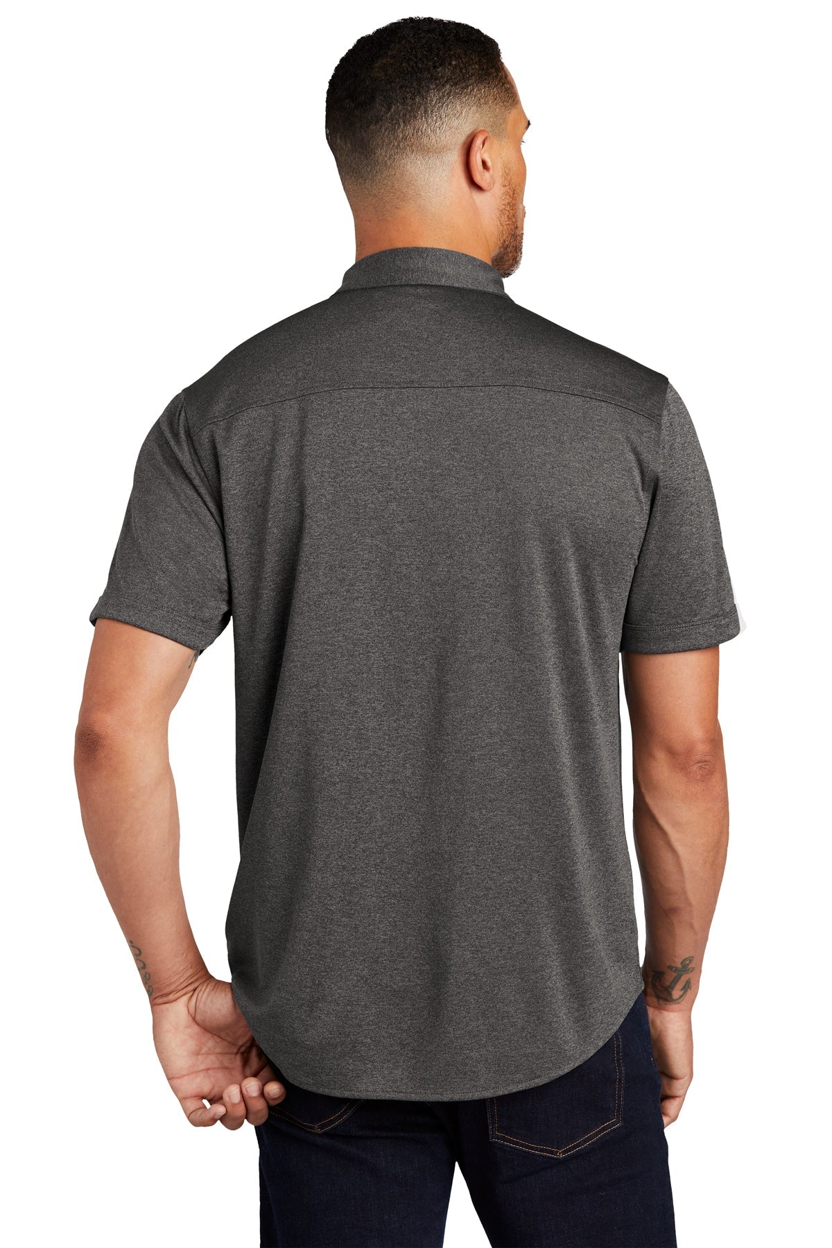 OGIO Gravitate Custom Button Down Shirts, Dark Heather Grey [CommStar Credit Union]