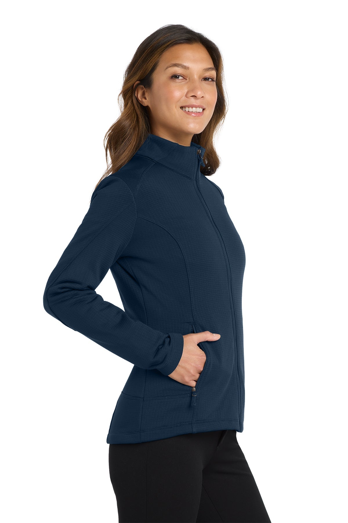 Port Authority Women's Grid Fleece Custom Jackets, River Blue Navy