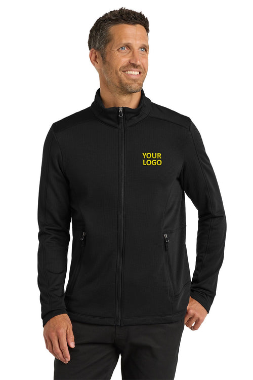 Port Authority Women's Grid Fleece Custom Jackets, Deep Black