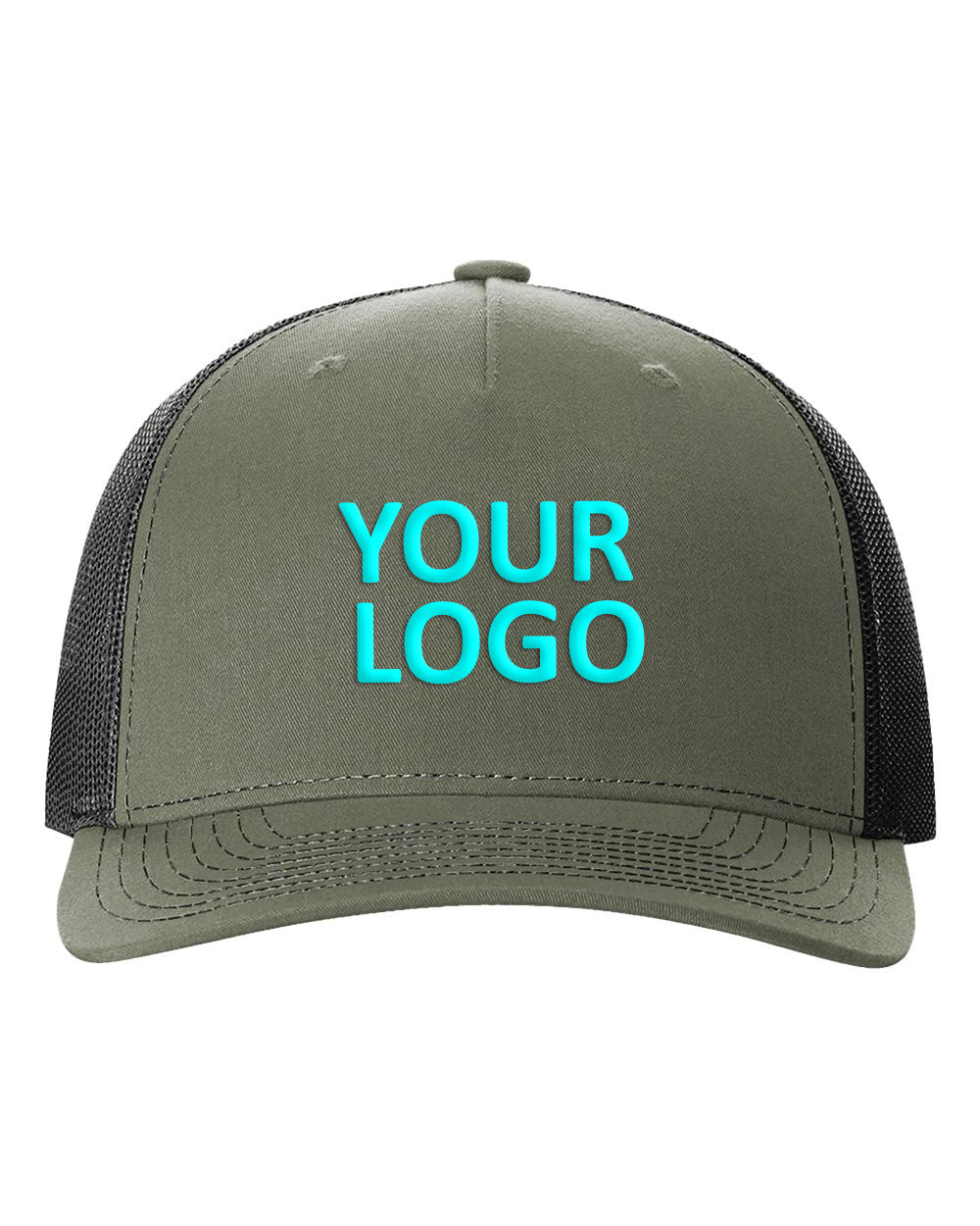 Richardson Five-Panel Custom Trucker Caps, Loden Green / Black [Infintium Inc.]