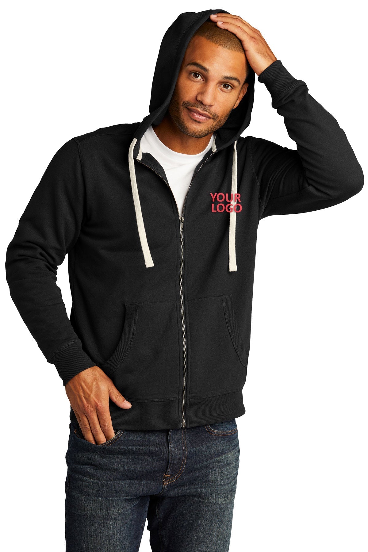 District Re-Fleece Full-Zip Hoodies, Black [Launch]