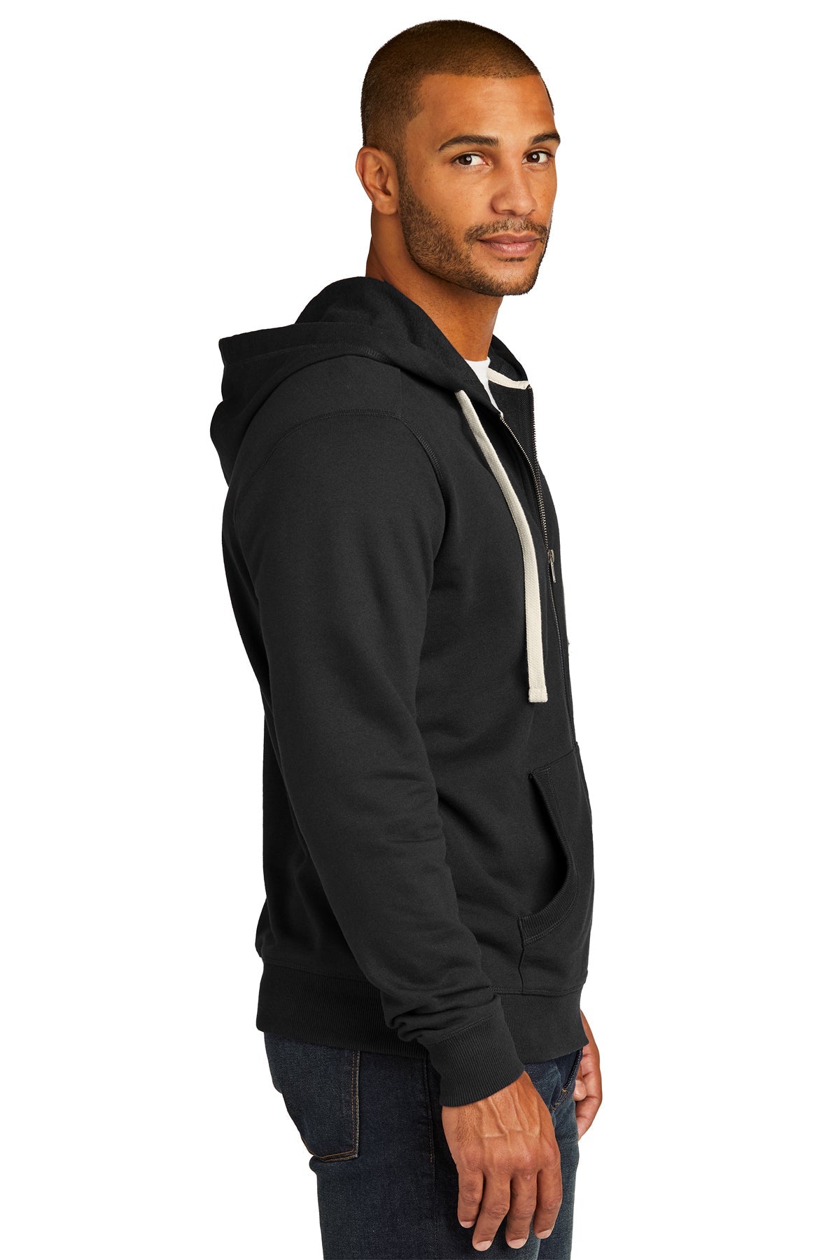 District Re-Fleece Full-Zip Hoodies, Black [Launch]