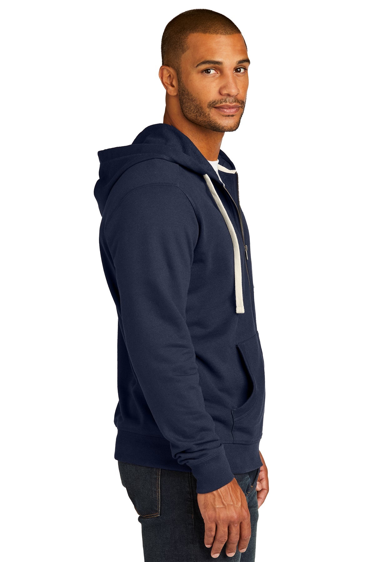 District Men's Fleece Full-Zip Hoodie, True Navy [GuidePoint Security]