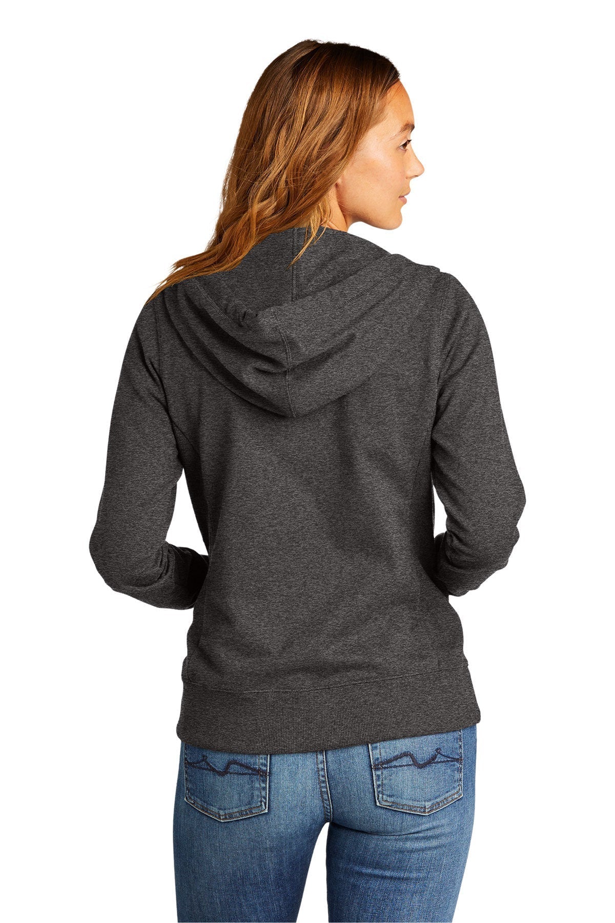 District Women's Re-Full-Zip Hoodies, Charcoal Heather [NCT]