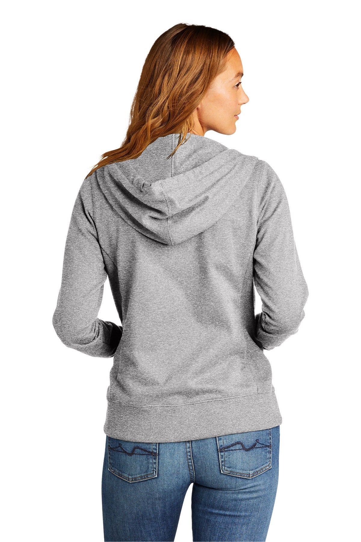 District Women's Re-Full-Zip Hoodies, Light Heather Grey [NCT]