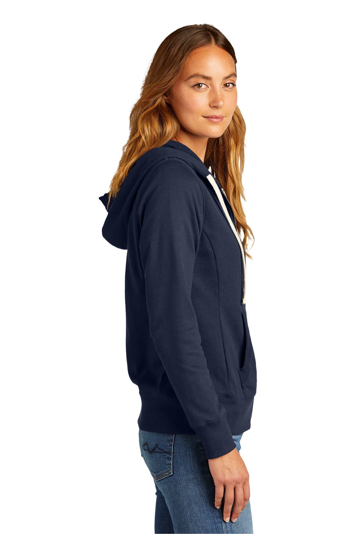 District Women's Re-Full-Zip Hoodies, True Navy [Launch]
