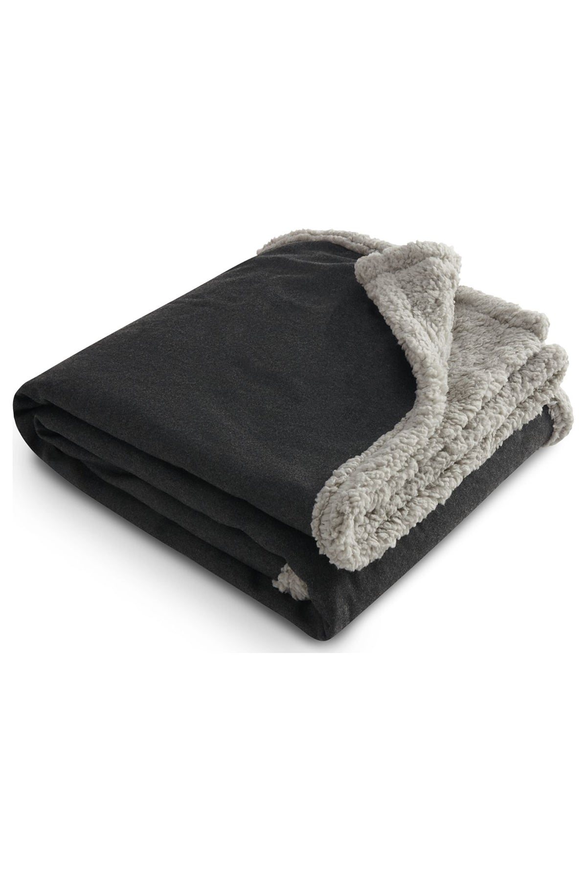 Field & Co Oversized Wool Sherpa Blanket, Charcoal