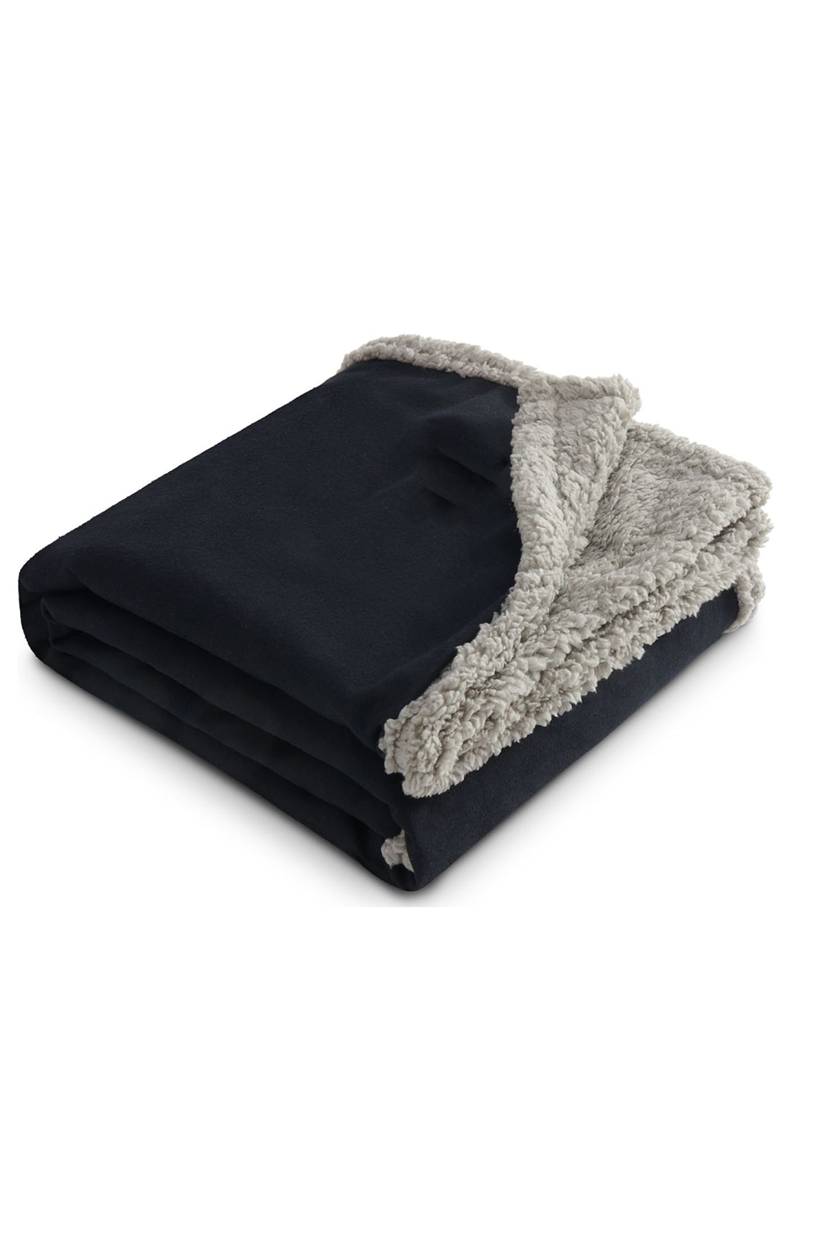 Field & Co Oversized Wool Sherpa Blanket, Navy