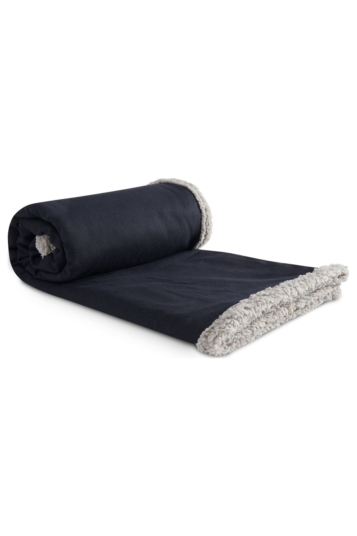 Field & Co Oversized Wool Sherpa Blanket, Navy