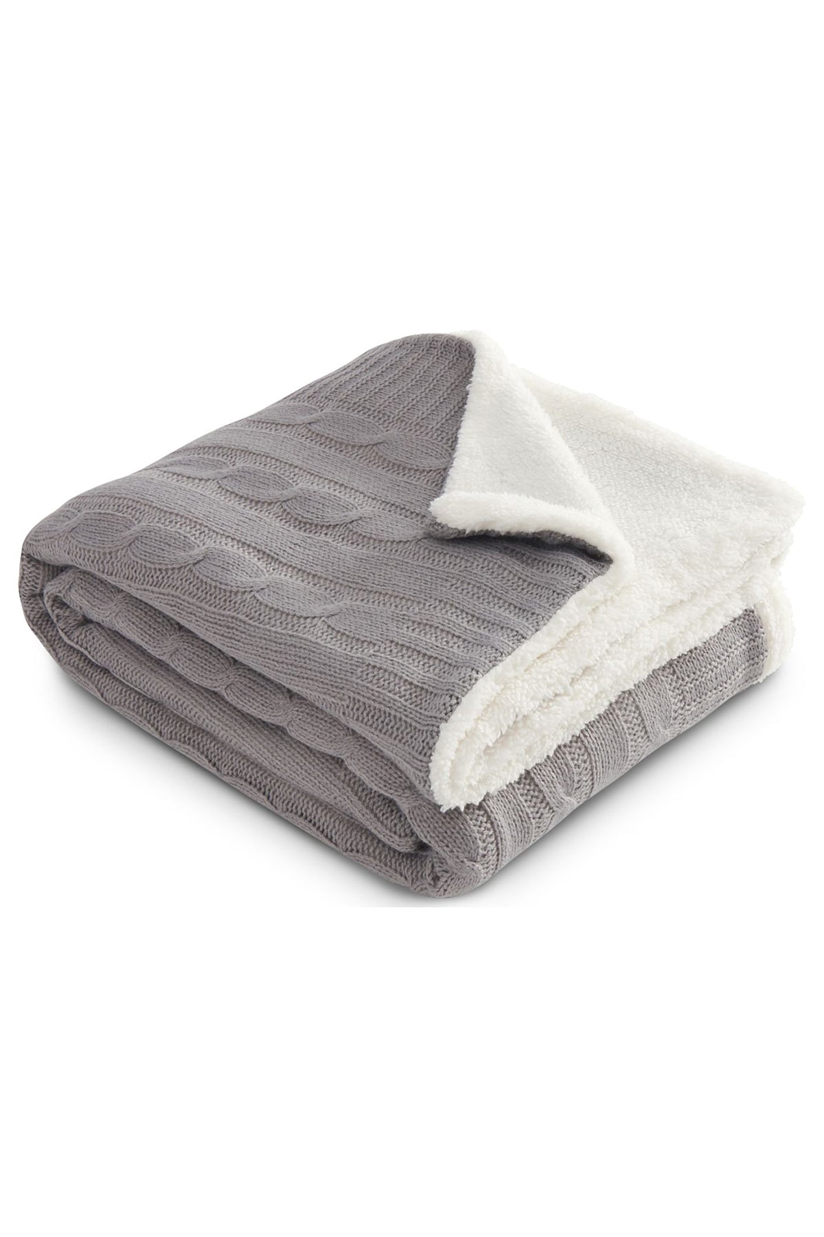 Field & Co Cable Knit Sherpa Blanket, Gray