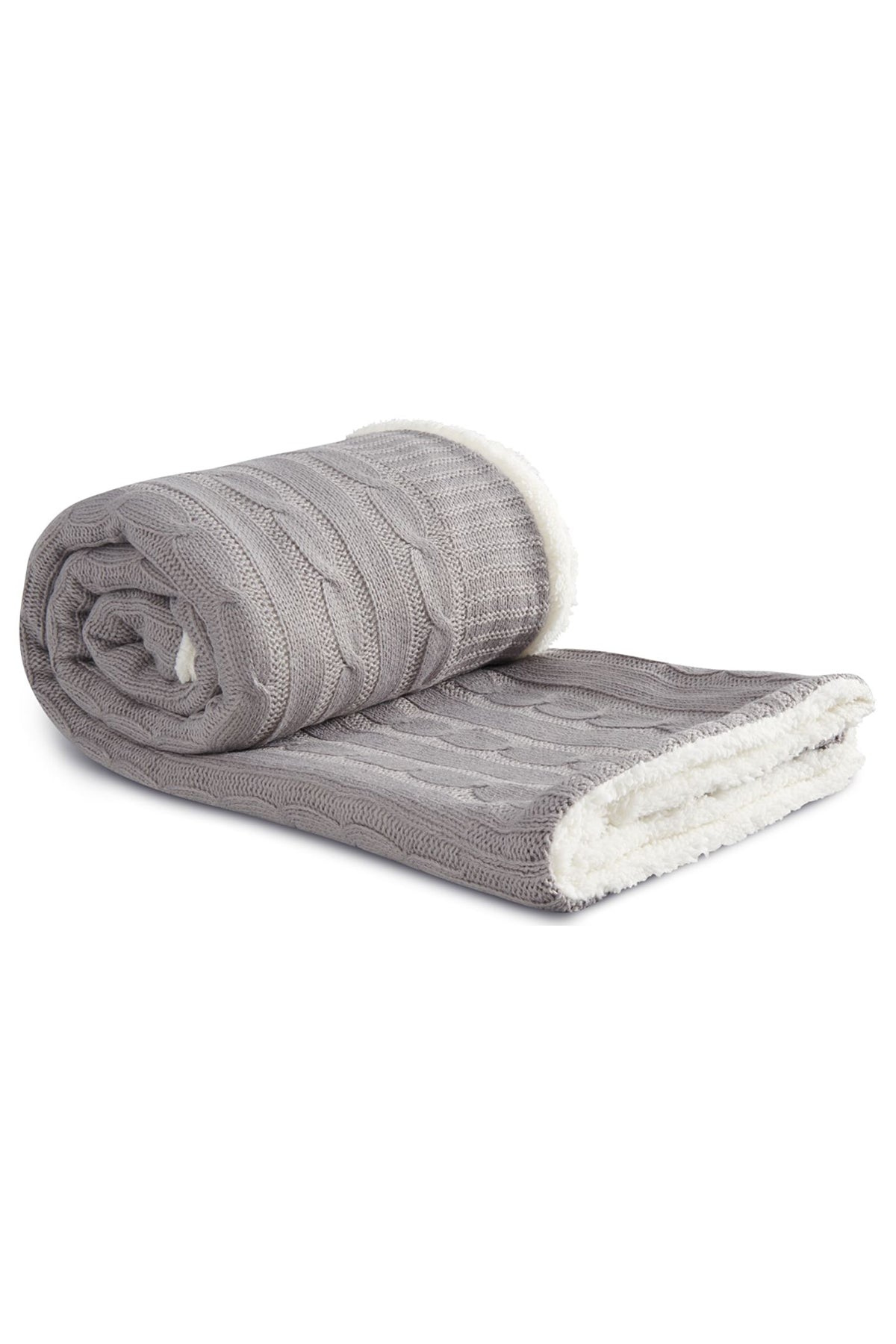 Field & Co Cable Knit Sherpa Blanket, Gray