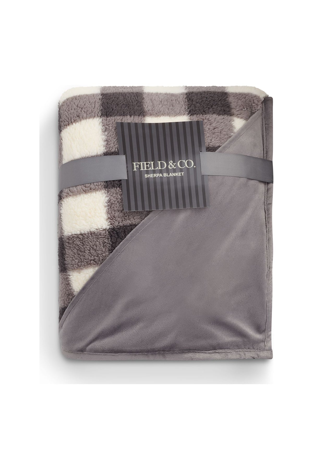 Field & Co Double Sided Plaid Sherpa Blanket, White
