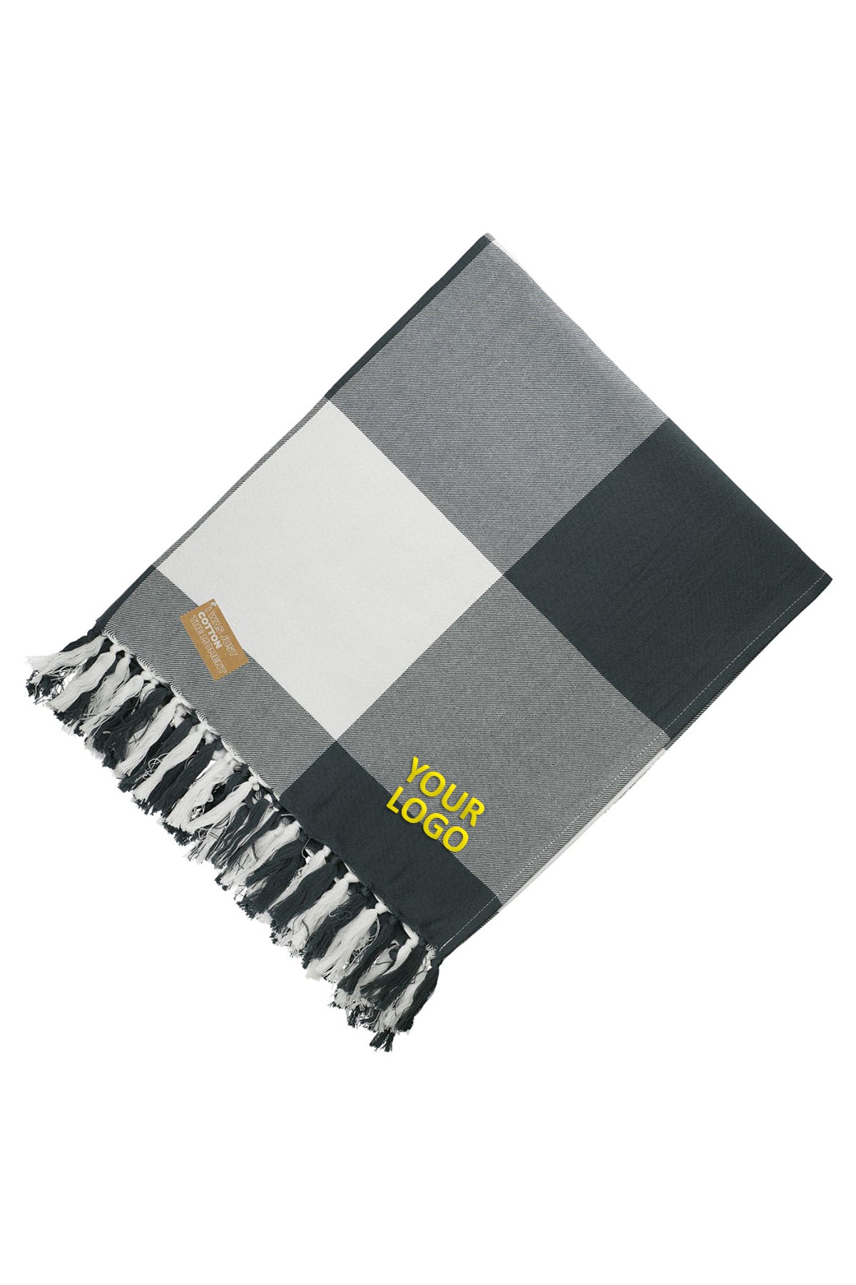 Field & Co Organic Cotton Check Branded Throw Blankets, Charcoal