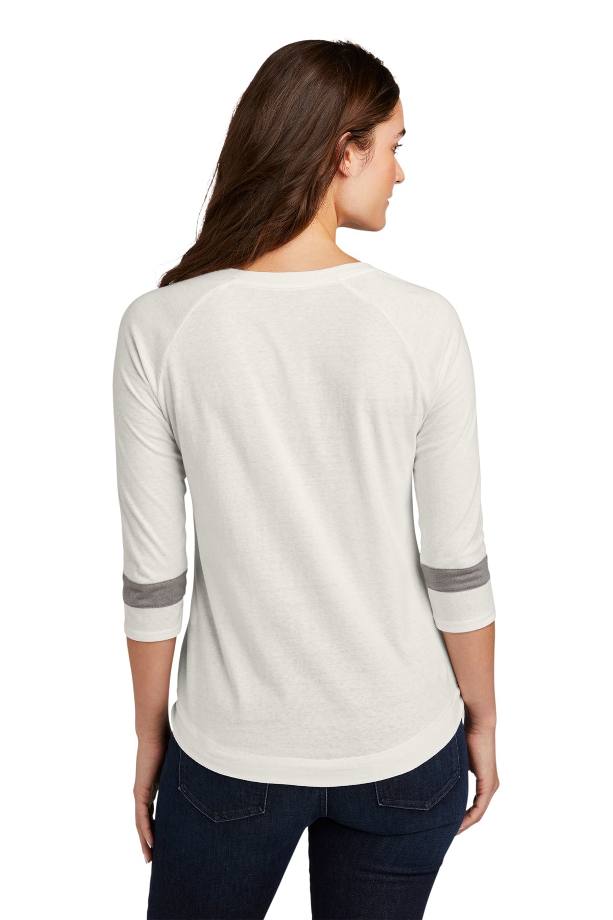 New Era Ladies Tri-Blend 3/4-Sleeve Printed Tee's, Fan White Solid Shadow Grey [Orpical Technology Solutions]