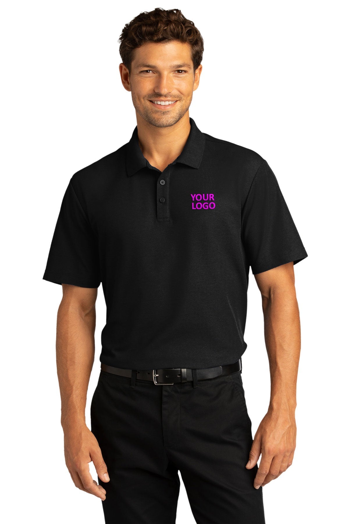 Port Authority SuperPro React Custom Polos, Deep Black [Harris & Associates]